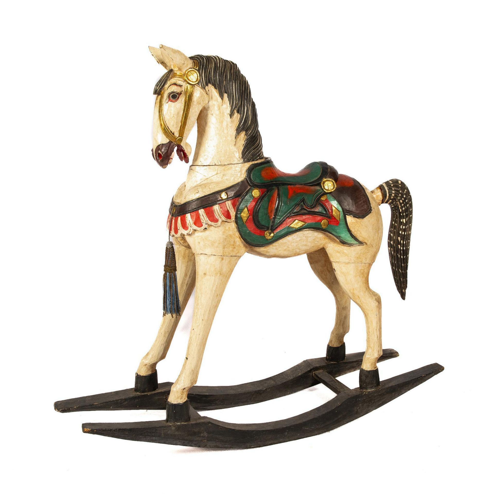 Tall Painted Wood Rocking Horse Decoration