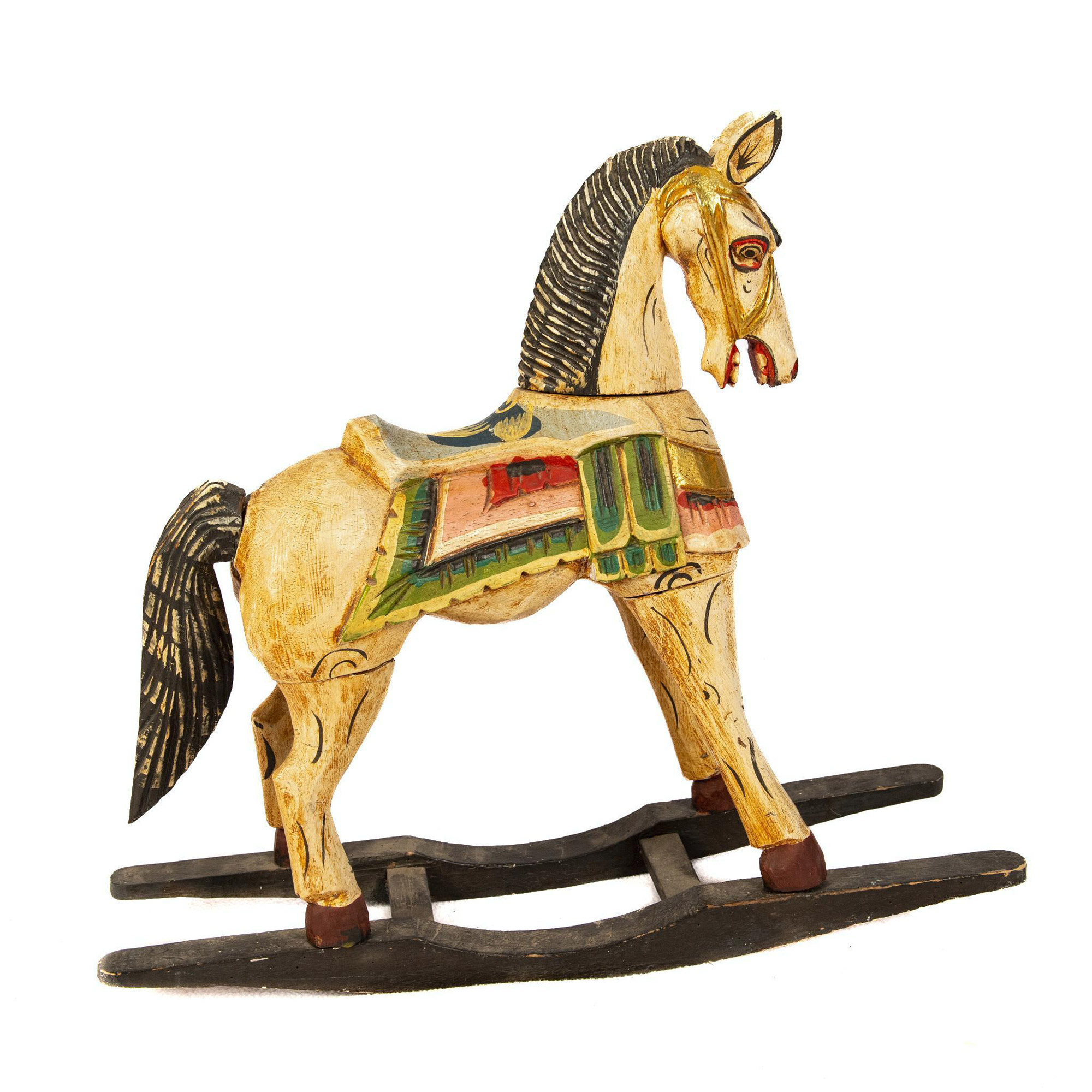 Small Decorative Wooden Carousel Rocking Horse - Image 4 of 6