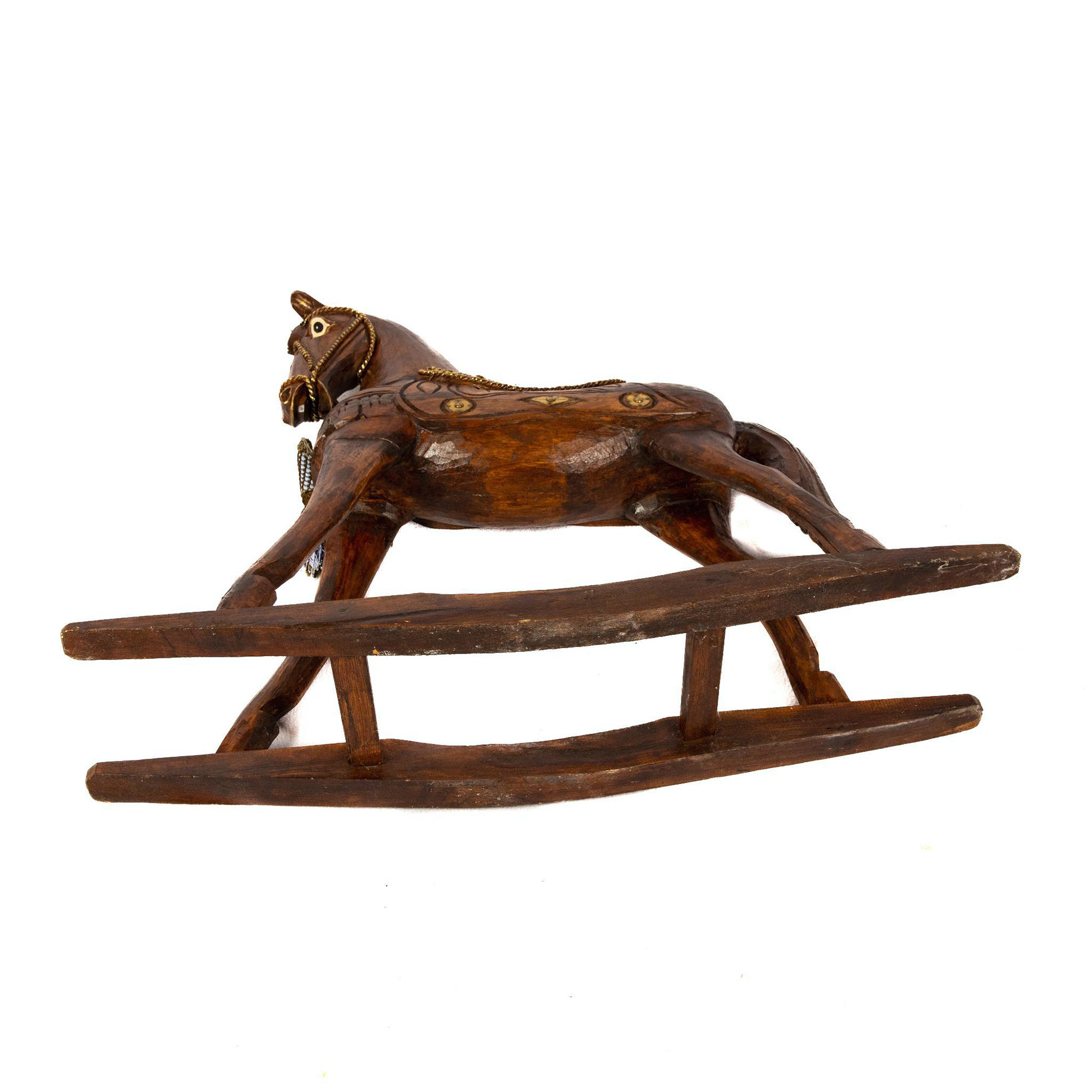 Decorative Wood-Stained Rocking Horse - Image 6 of 6