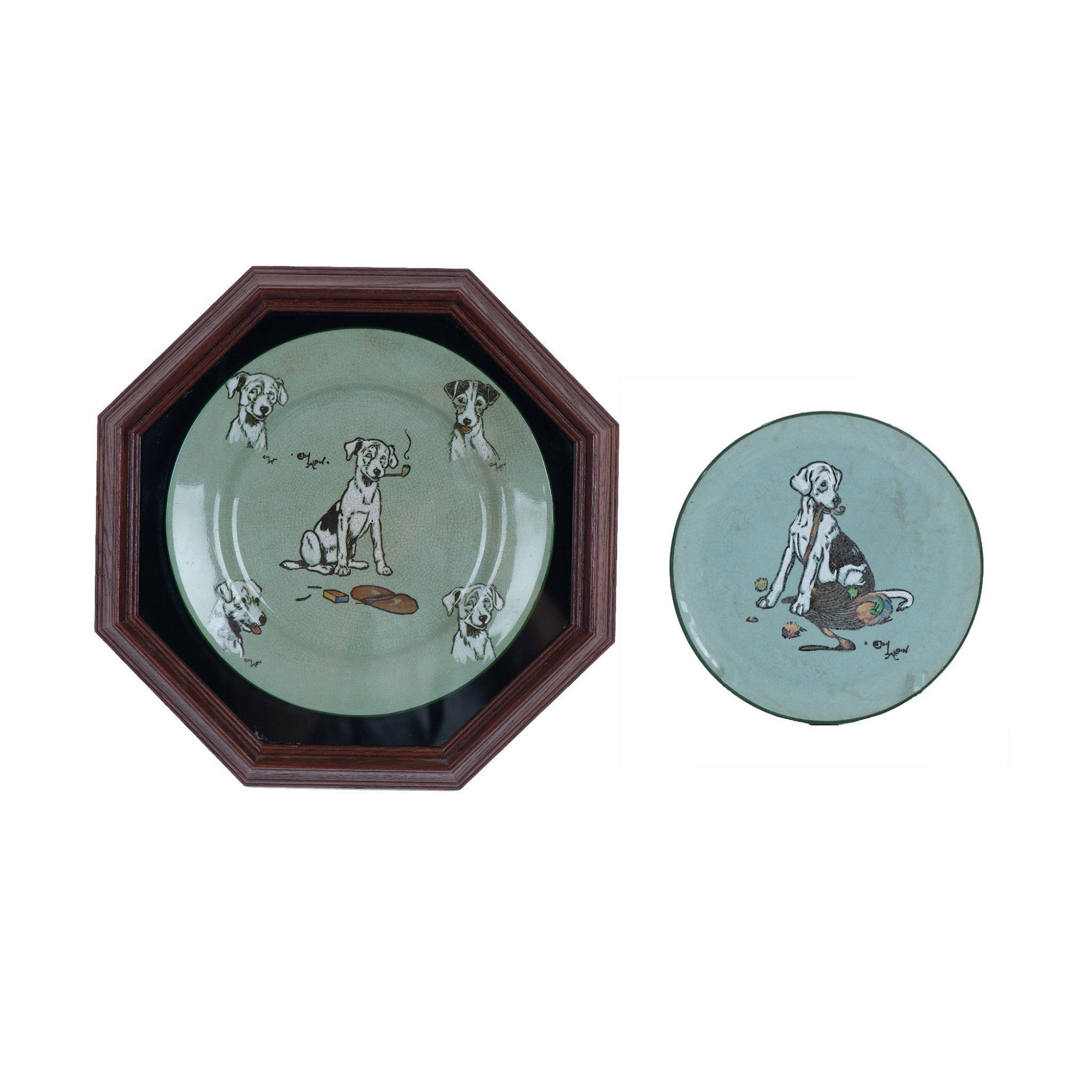 2pc Royal Doulton Cecil Aldin Seriesware - Dog Plaques