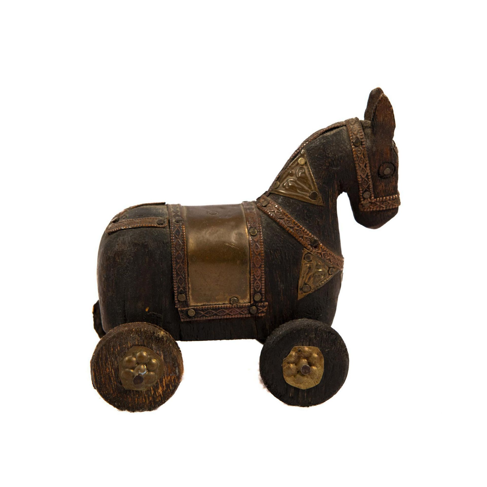 Antique Handcrafted Rajasthani Horse on Wheels - Image 3 of 4