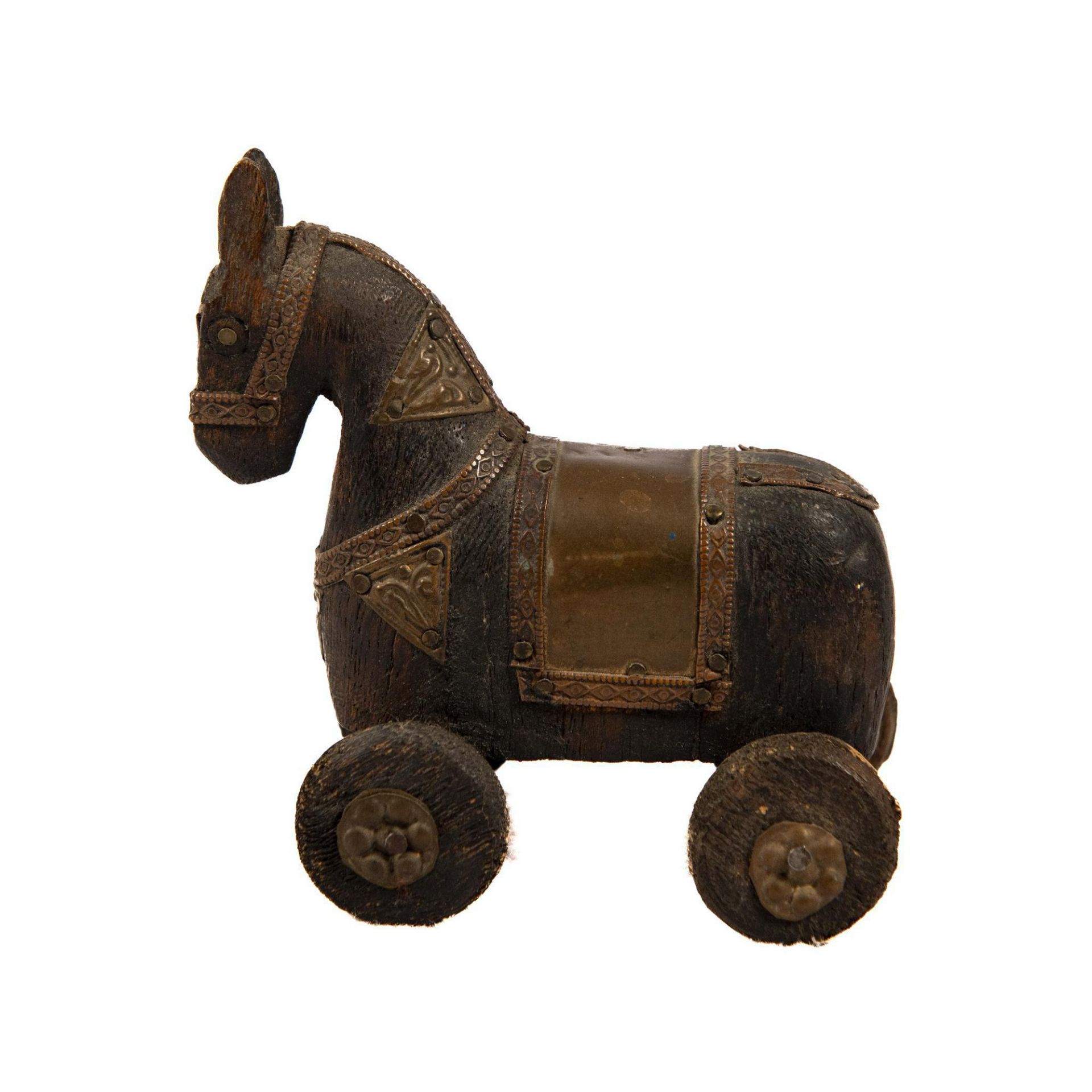 Antique Handcrafted Rajasthani Horse on Wheels - Image 2 of 4
