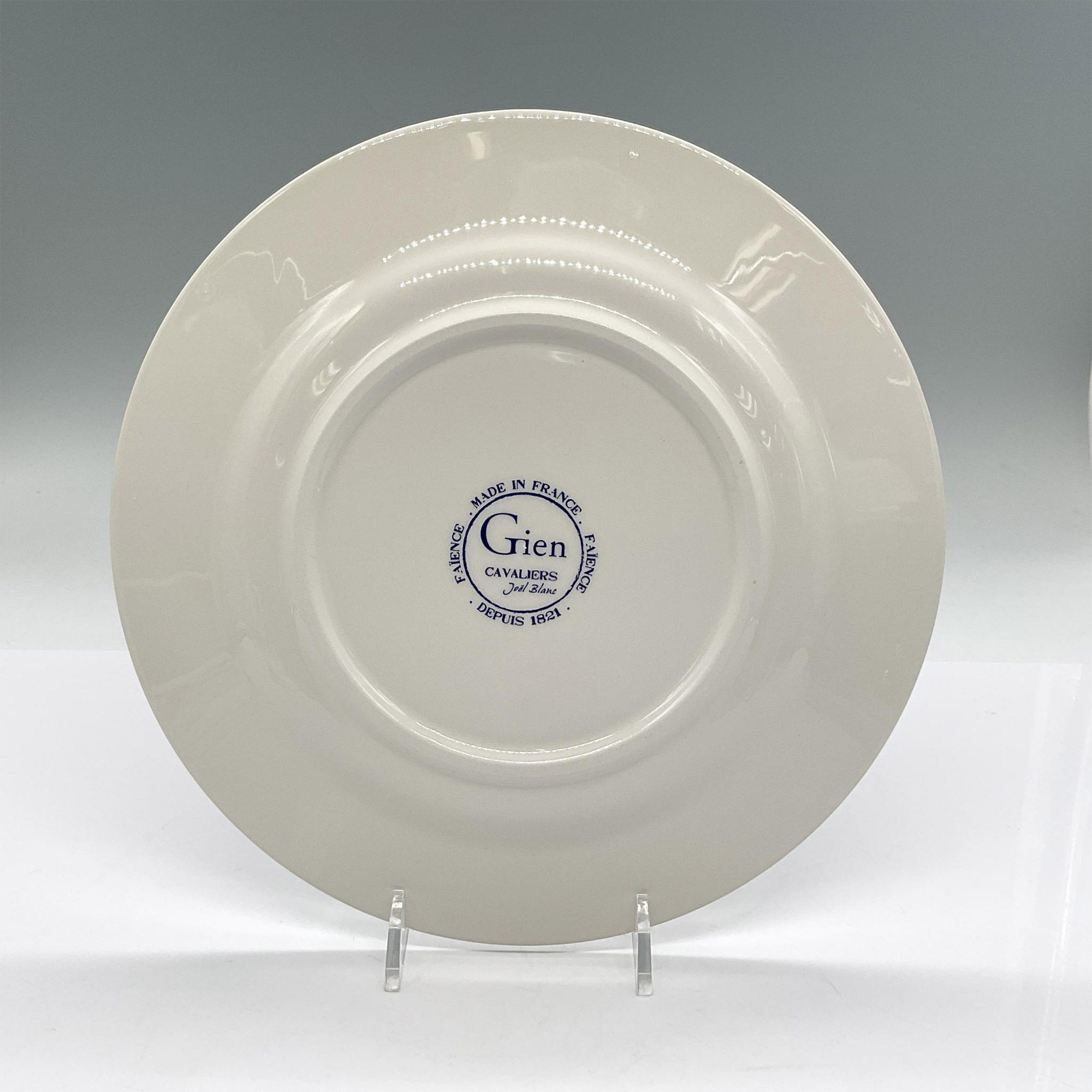 4pc Gien Porcelain Salad Plates, Cavaliers, by Joel Blanc - Image 9 of 9
