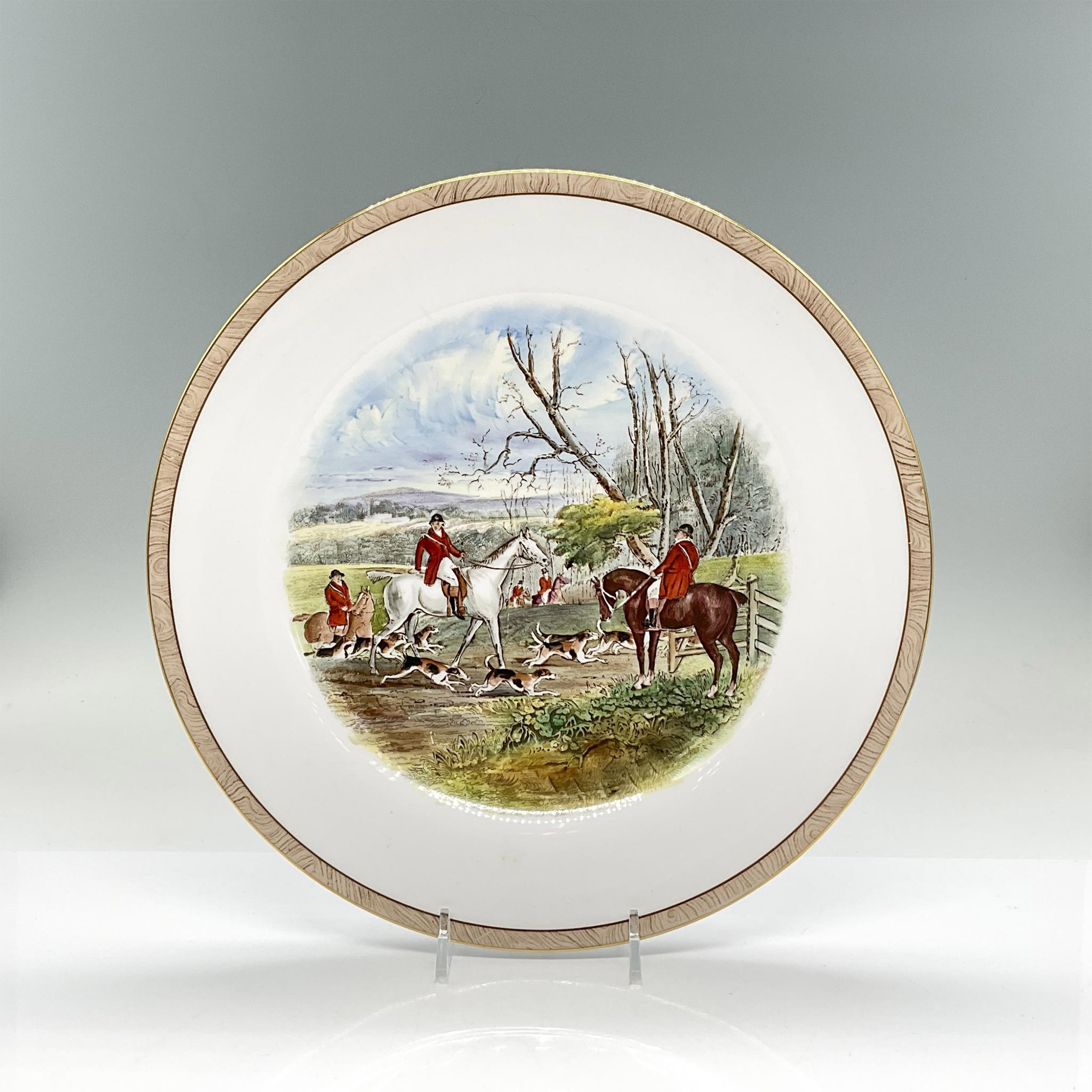 7pc Spode Salad Plates, J.F. Herring Fox-Hunt Paintings - Image 4 of 15