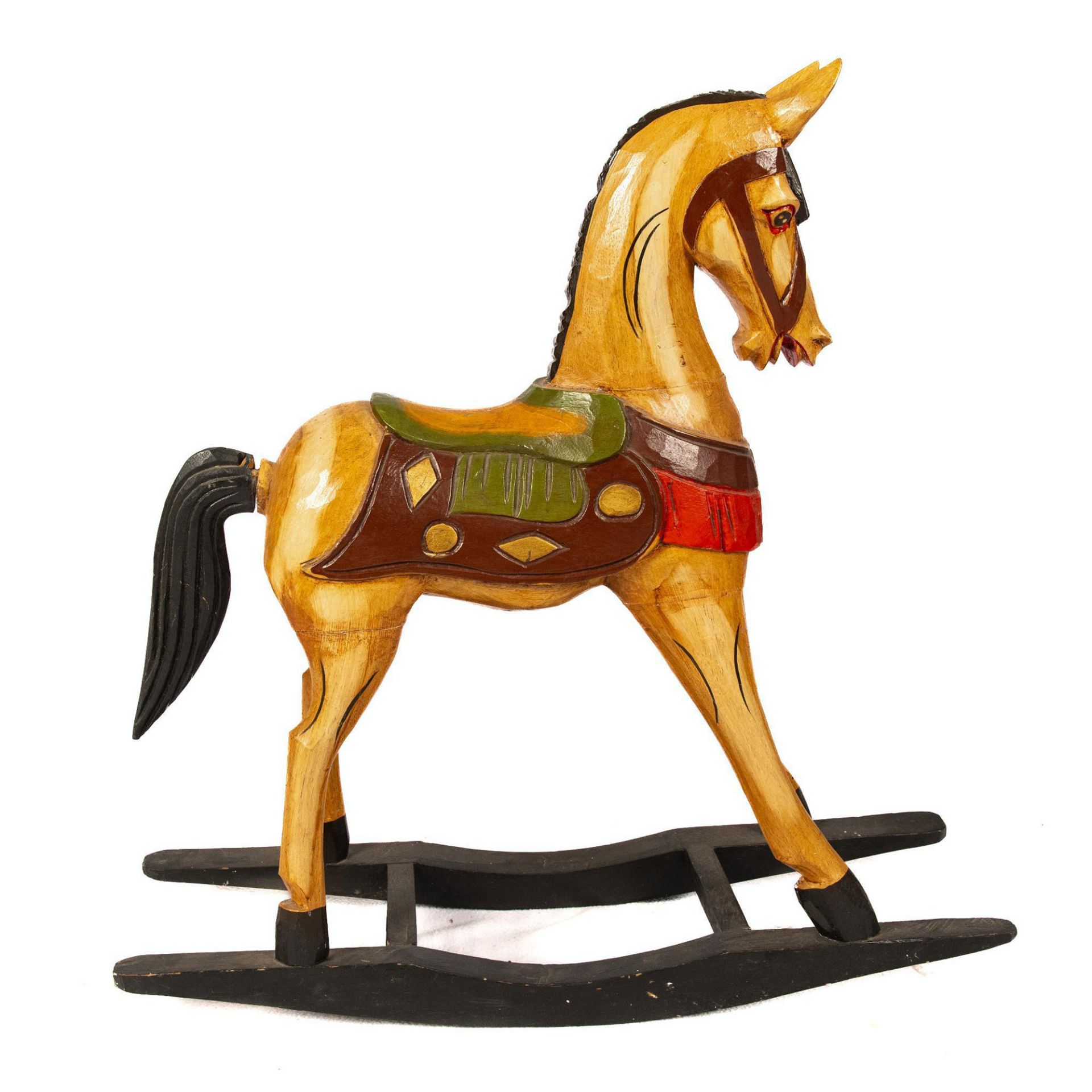 Decorative Painted Wood Rocking Horse - Image 3 of 5