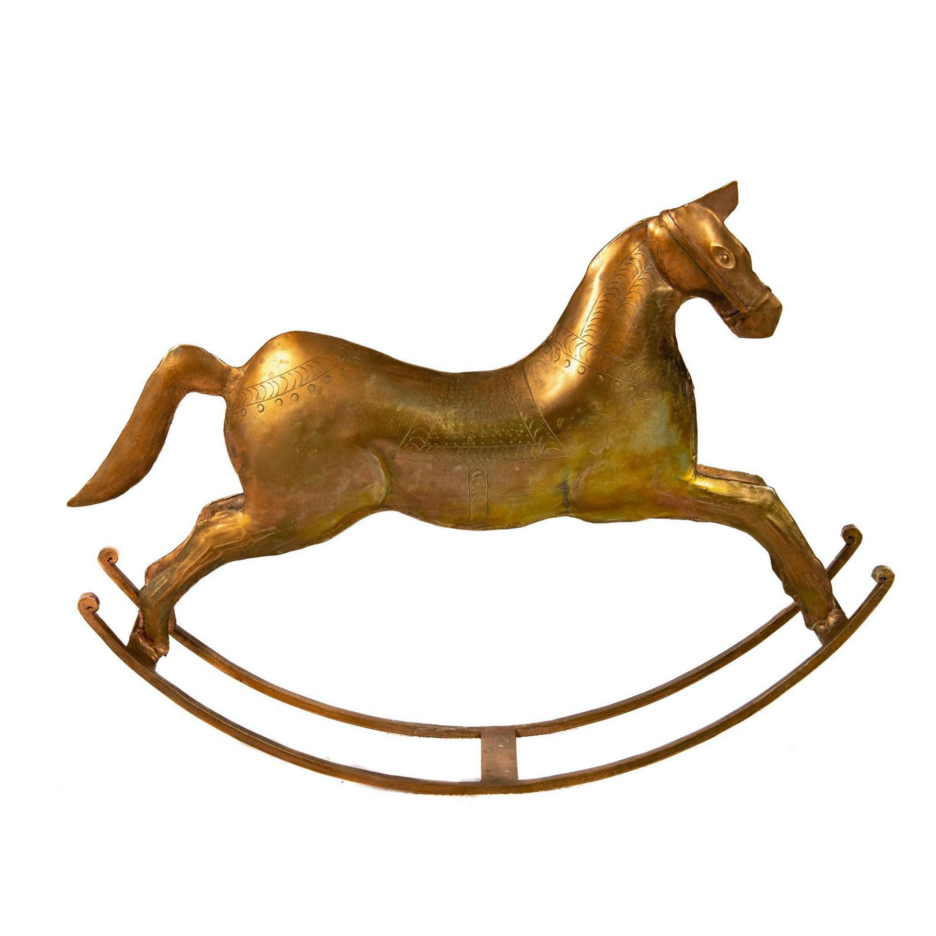 Decorative Copper Hand-Crafted Rocking Horse - Image 3 of 4