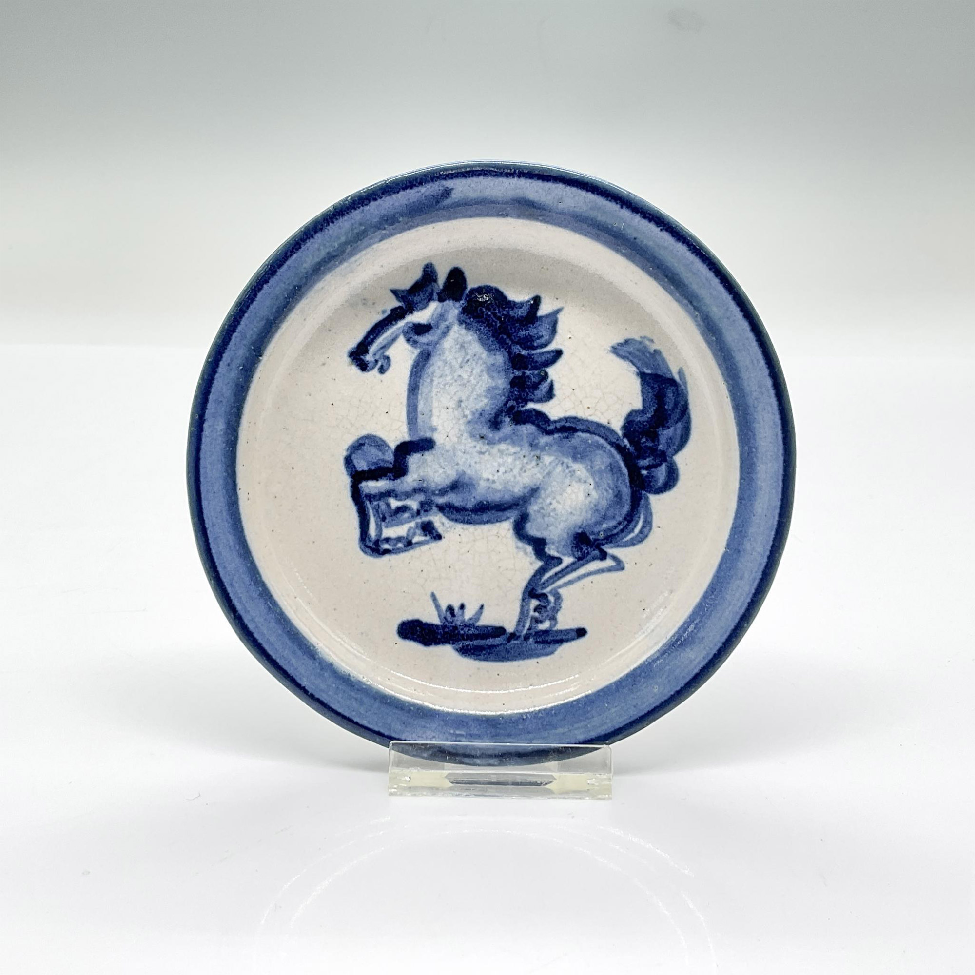 7pc Hadley Blue and White Large Bowl + Tiny Plates, Horses - Image 7 of 8