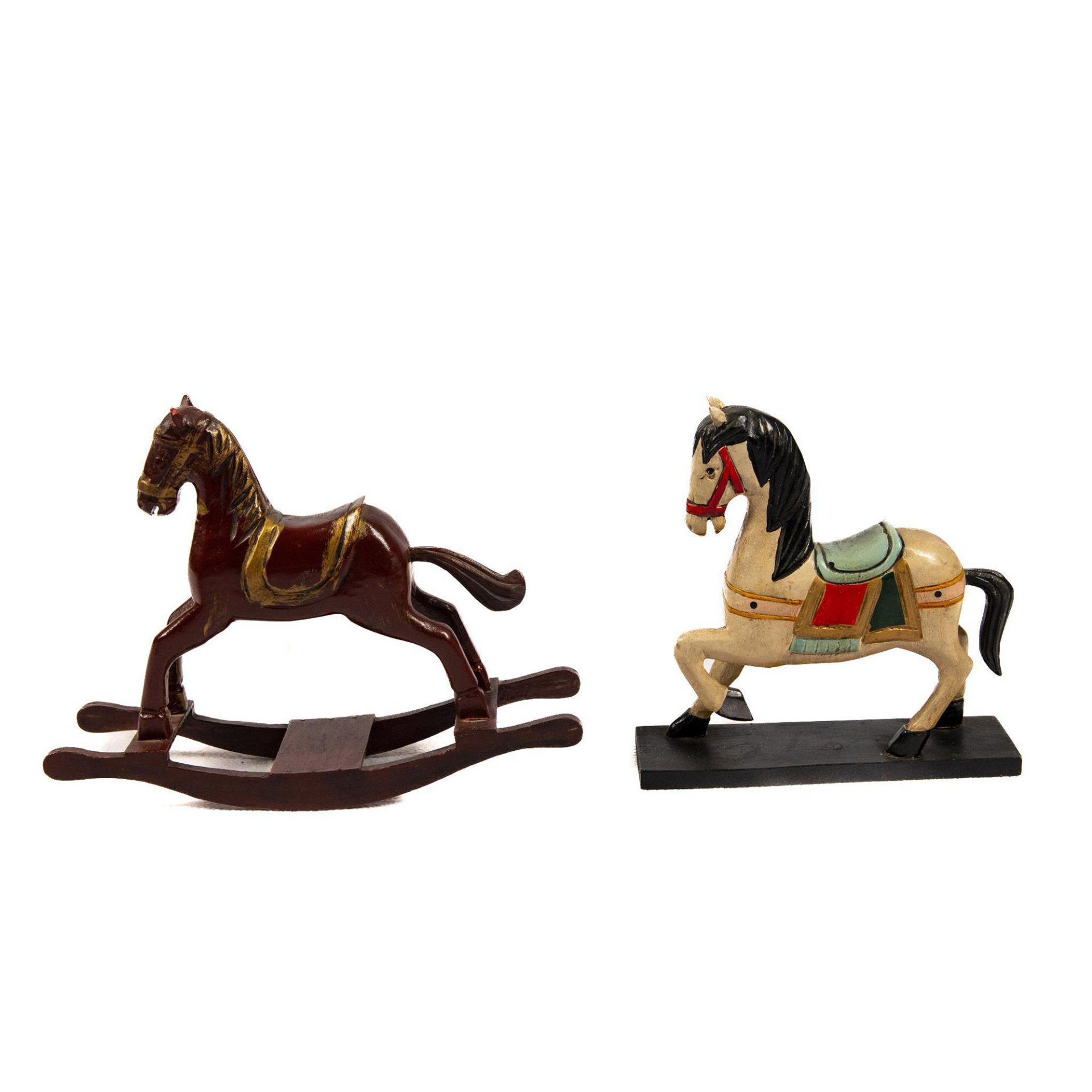 Pair of Decorative Painted Folk-Art Horses - Bild 2 aus 4
