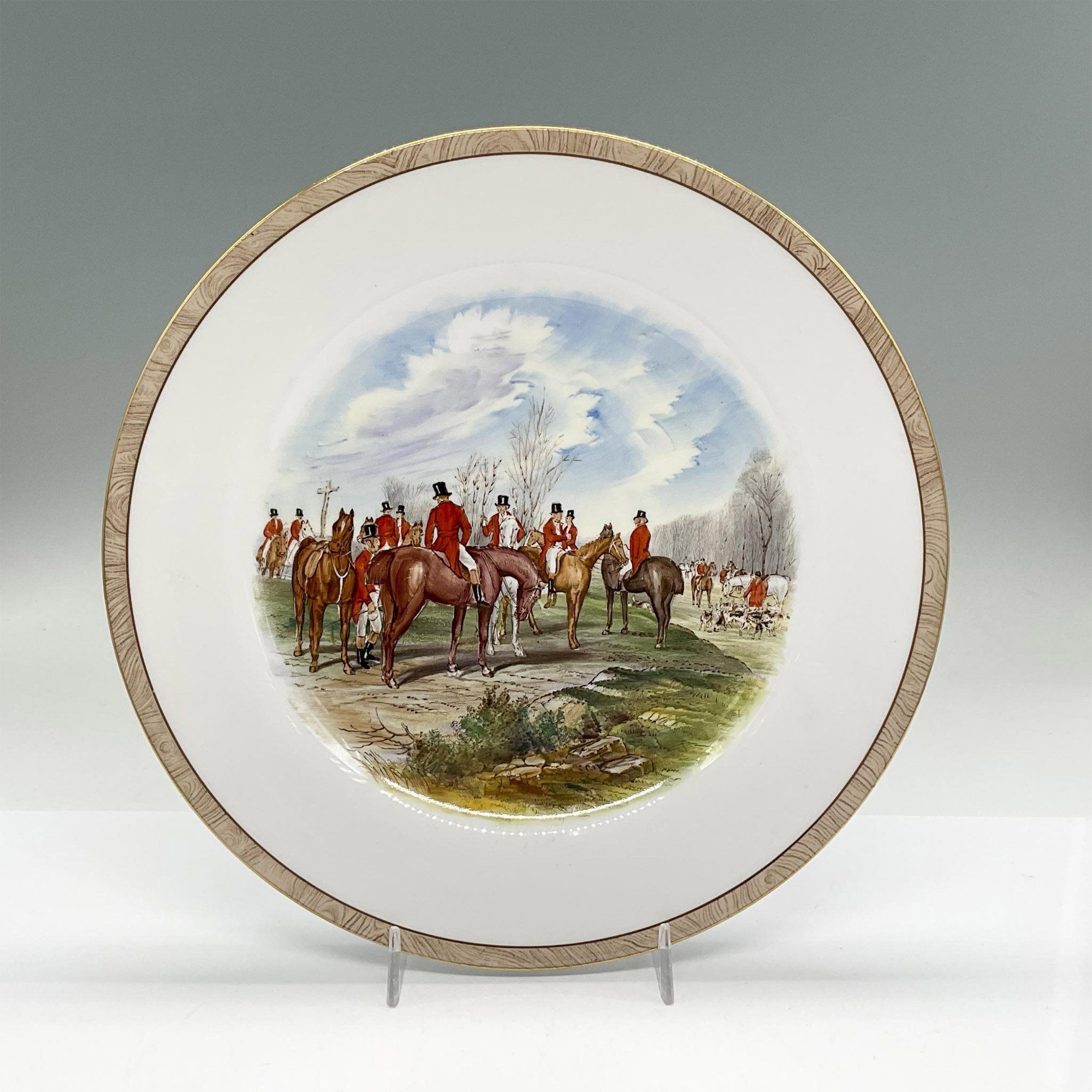 7pc Spode Salad Plates, J.F. Herring Fox-Hunt Paintings - Image 6 of 15