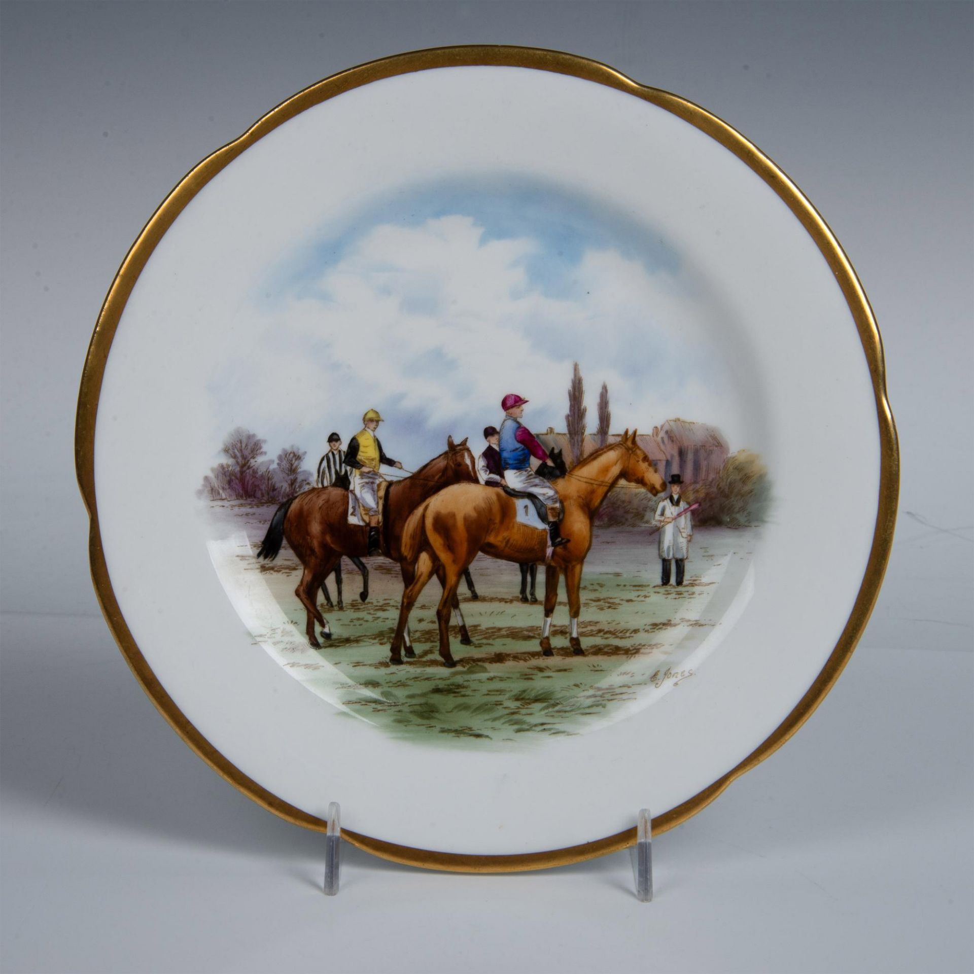 7pc W.H. Plummer & Co/New Chelsea Salad Plates, Horse Racing - Bild 9 aus 10