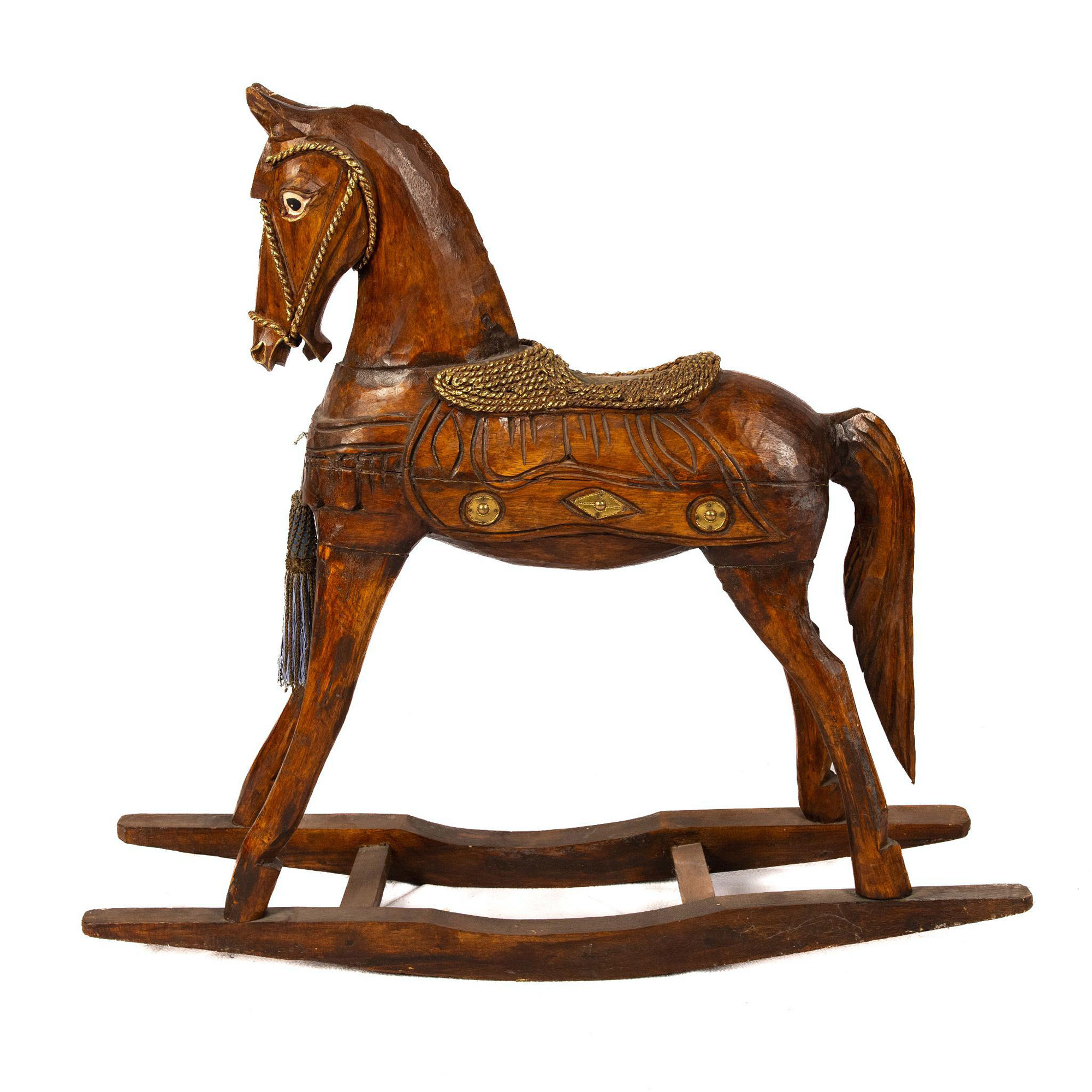 Decorative Wood-Stained Rocking Horse - Image 2 of 6