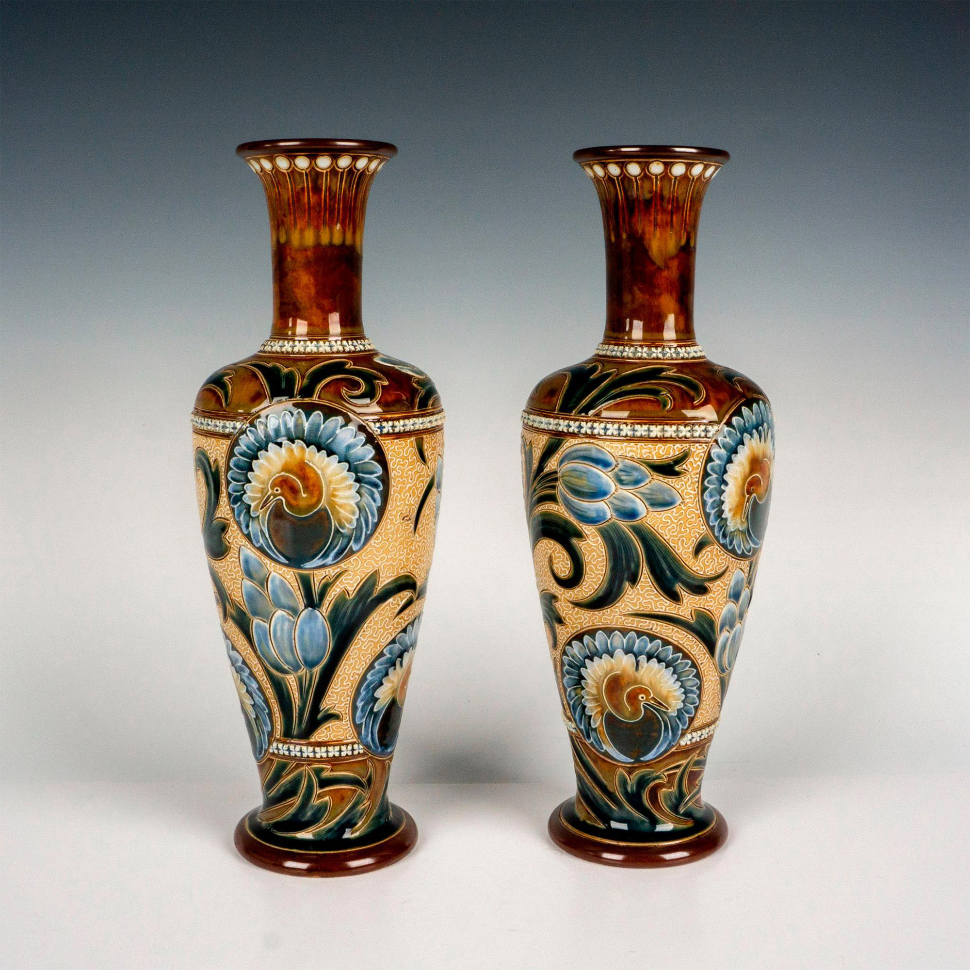 Pair of Doulton Lambeth Eliza Simmance Art Nouveau Vases - Image 2 of 4