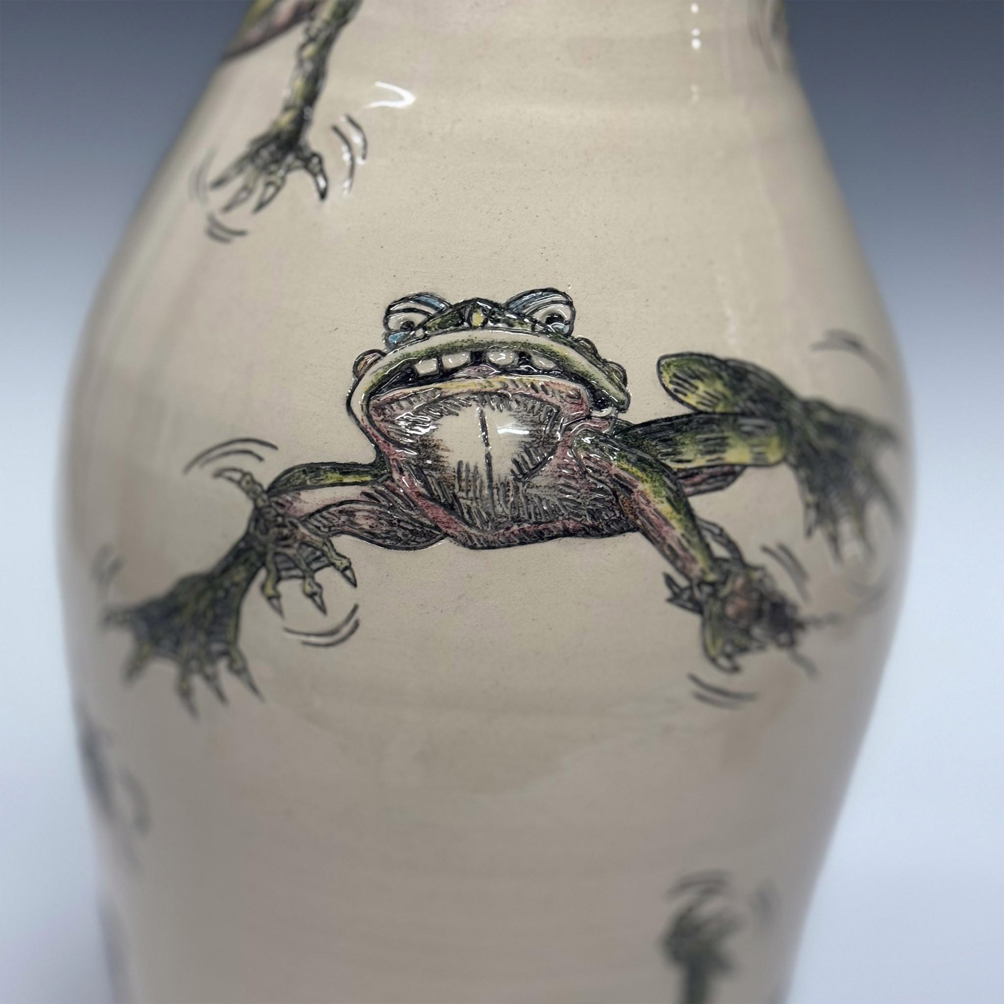 Rare Large Andrew Hull Pottery Trial 1 Vase, Frogs, Signed - Image 6 of 7