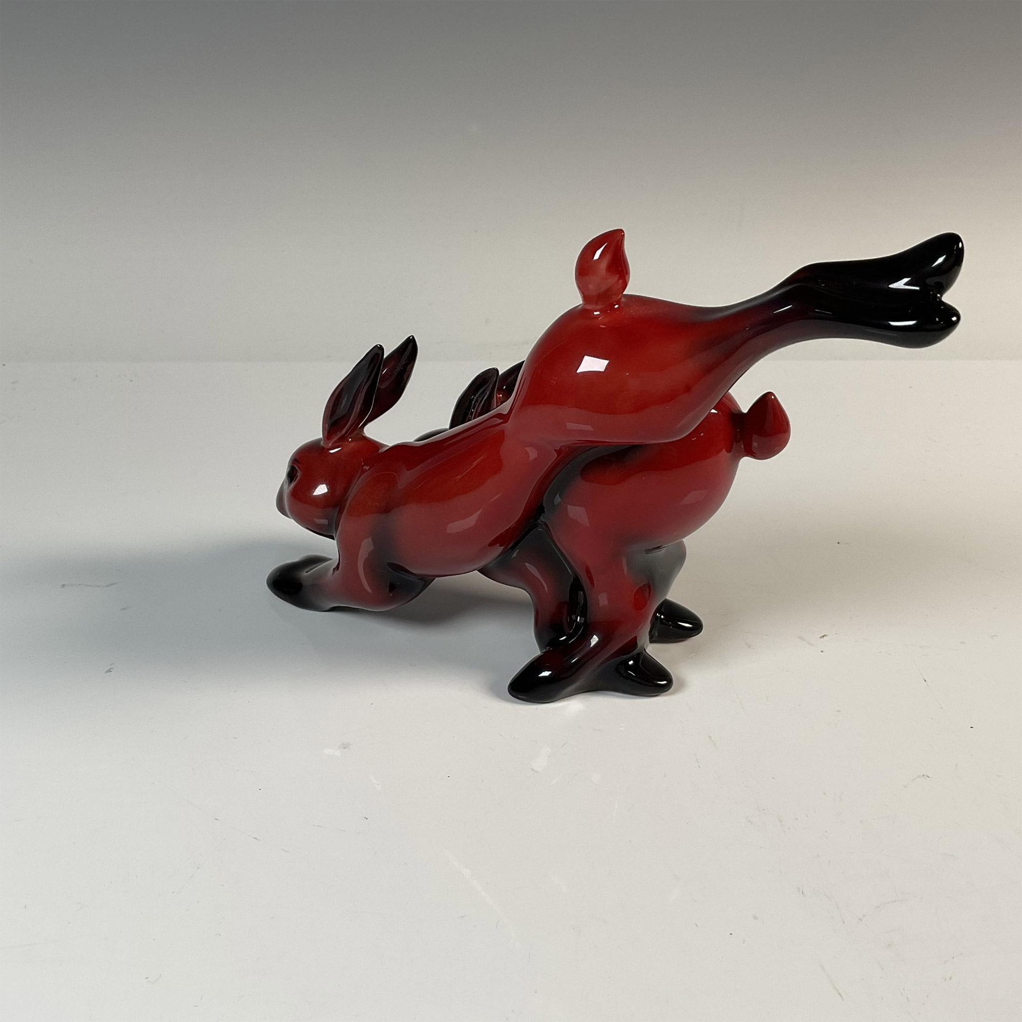 Rare Royal Doulton Flambe Figurine, Running Free Rabbits - Image 2 of 3