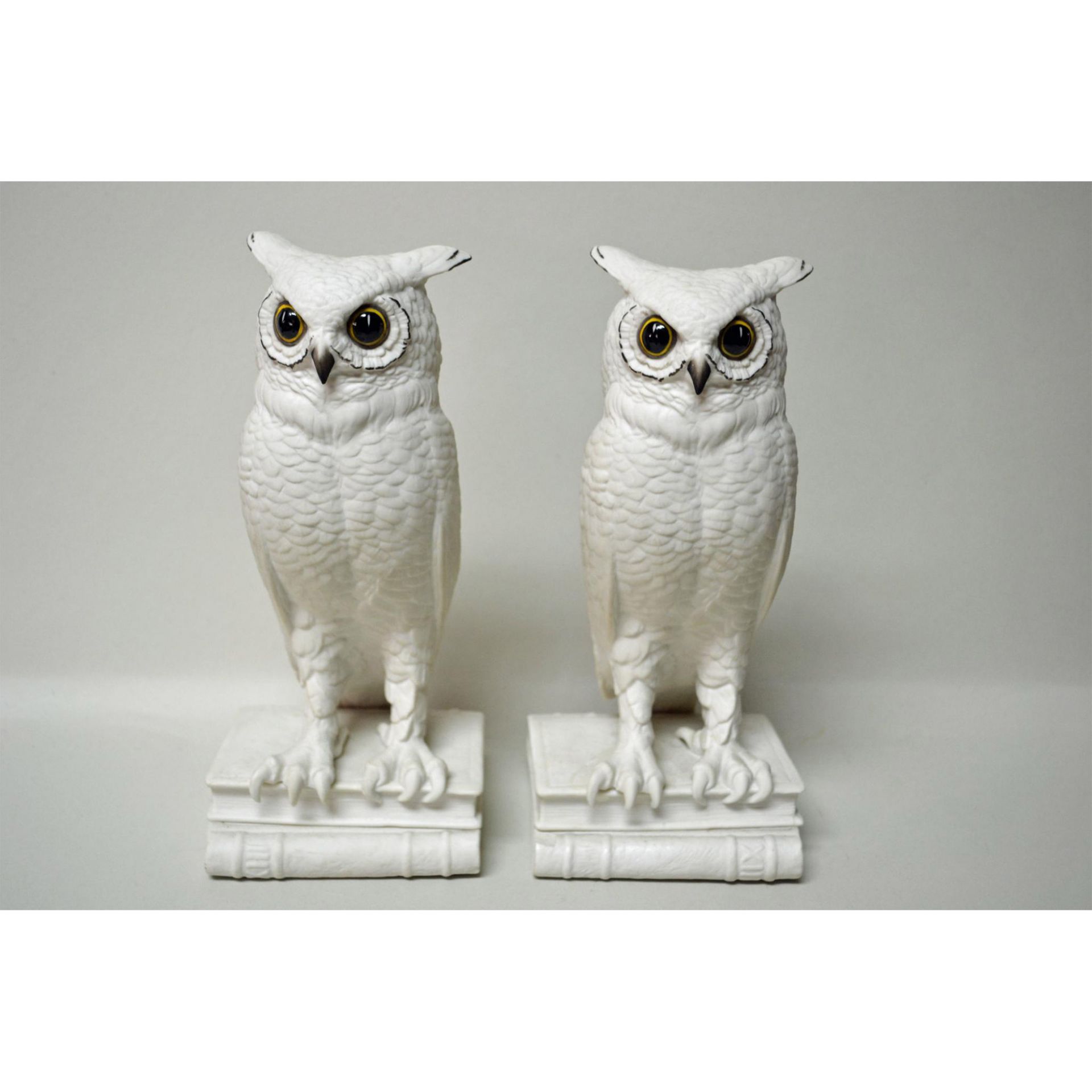 Boehm Porcelain Owl Bookends, Pair, Early, 1960
