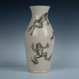 Rare Large Andrew Hull Pottery Trial 1 Vase, Frogs, Signed