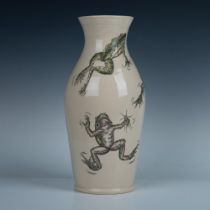 Rare Large Andrew Hull Pottery Trial 1 Vase, Frogs, Signed