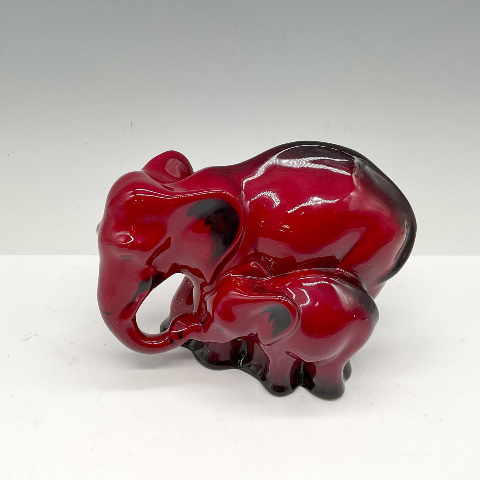 Royal Doulton Flambe Figurine, Elephant and Young HN3548