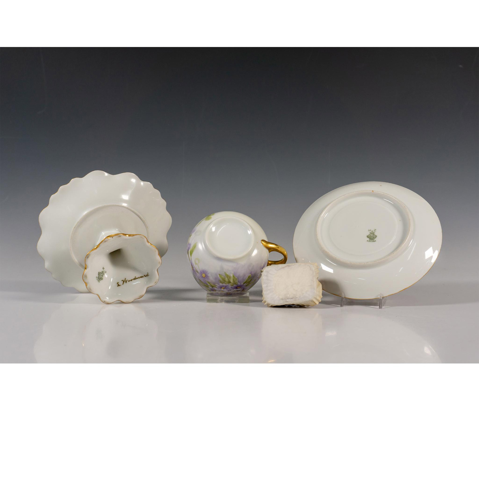 3pc MZ Porcelain Tea Cup, Saucer And Compote - Image 3 of 3