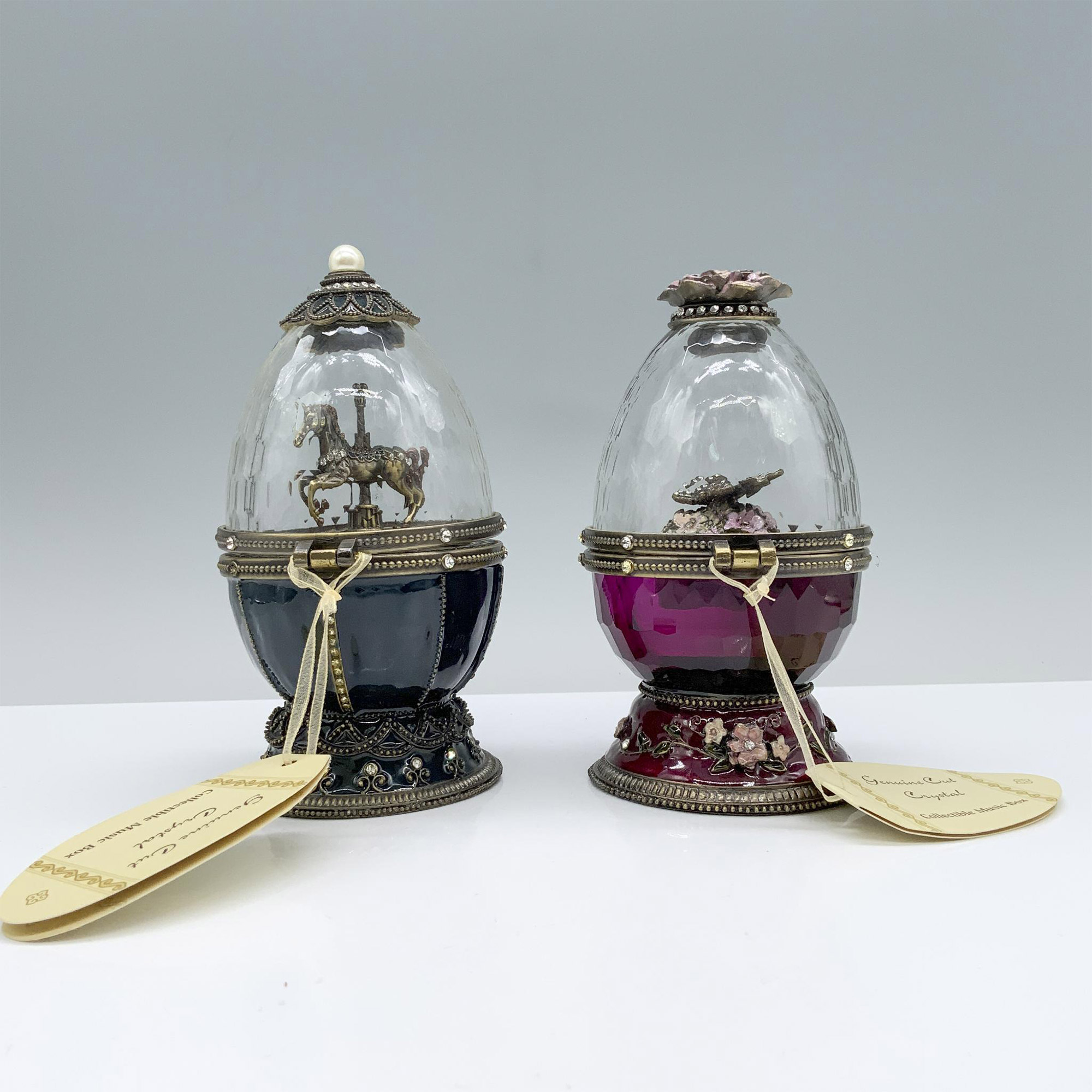2pc Cut Crystal Music Boxes - Image 2 of 3