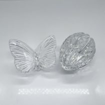 2pc Waterford Springtime Pair, Butterfly & Egg Paperweights