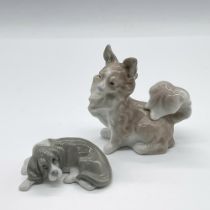 2pcs Lladro Mini Porcelain Figurines, Dogs 1004749 & 1005309