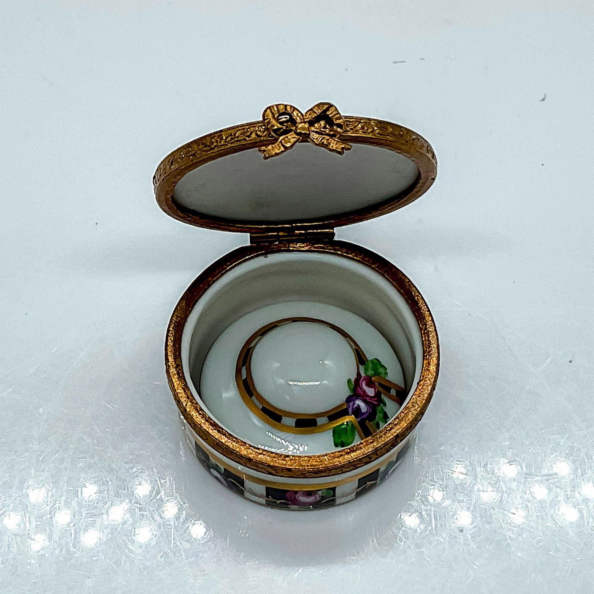 Limoges JD Porcelain Gilt Floral Hat Box - Bild 2 aus 3