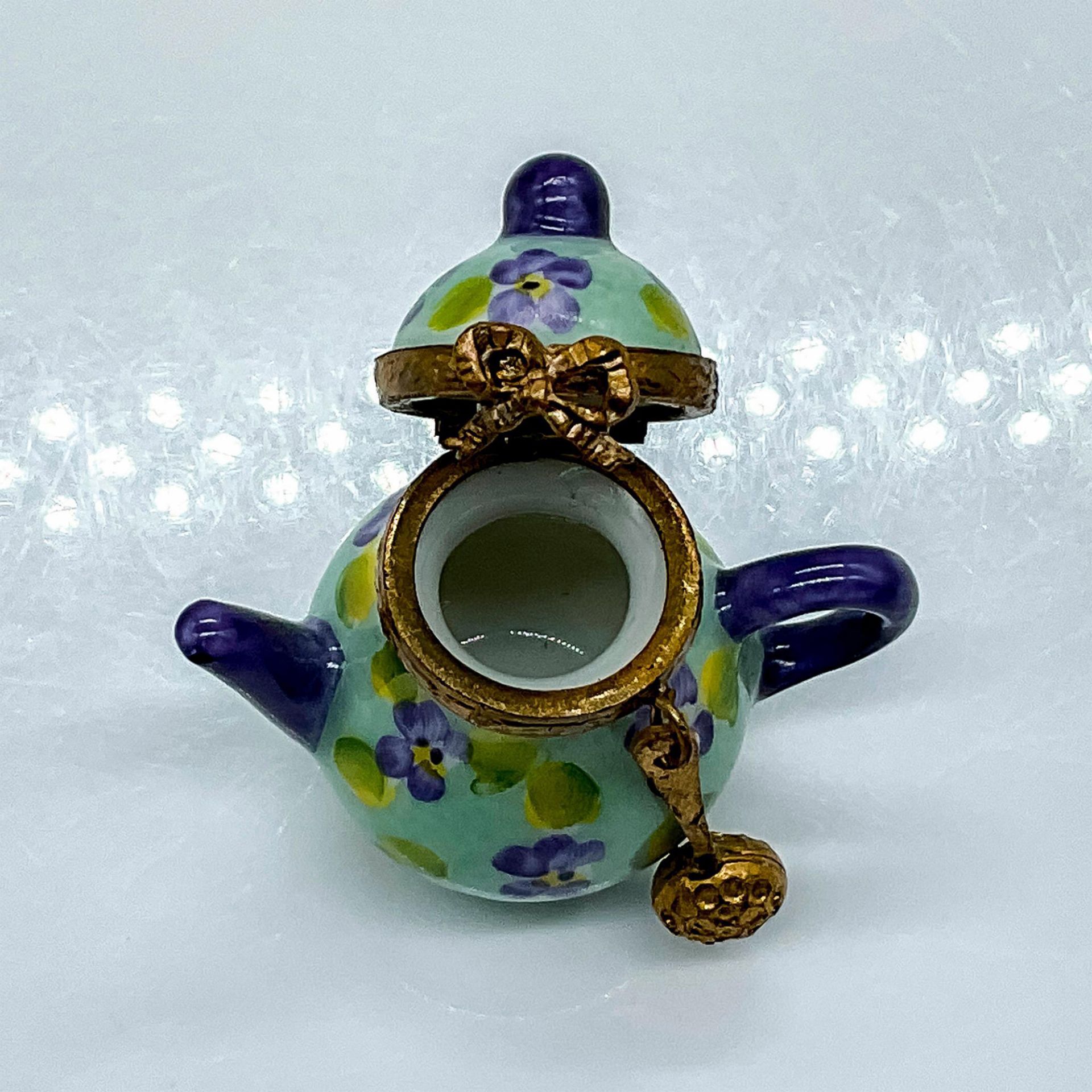 Limoges BC Porcelain Purple Floral Teapot Box - Bild 2 aus 3
