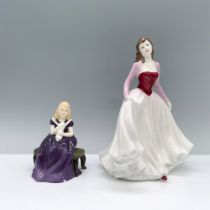 2pc Royal Doulton Figurines, Affection HN2236, Pink HN4606