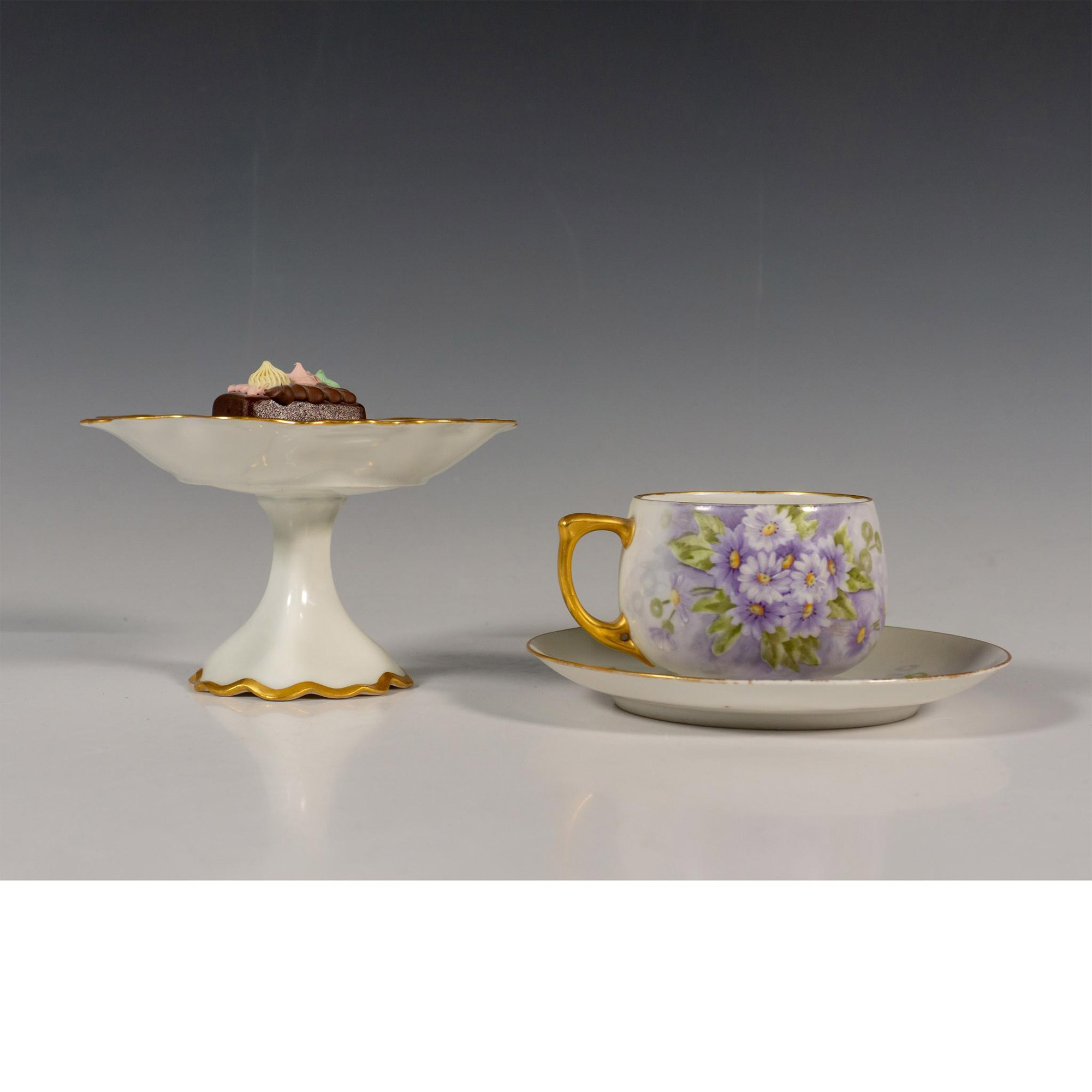 3pc MZ Porcelain Tea Cup, Saucer And Compote