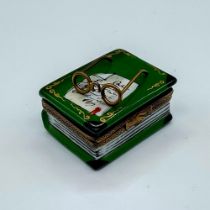 Limoges Geary Porcelain Leather-Bound Book Box