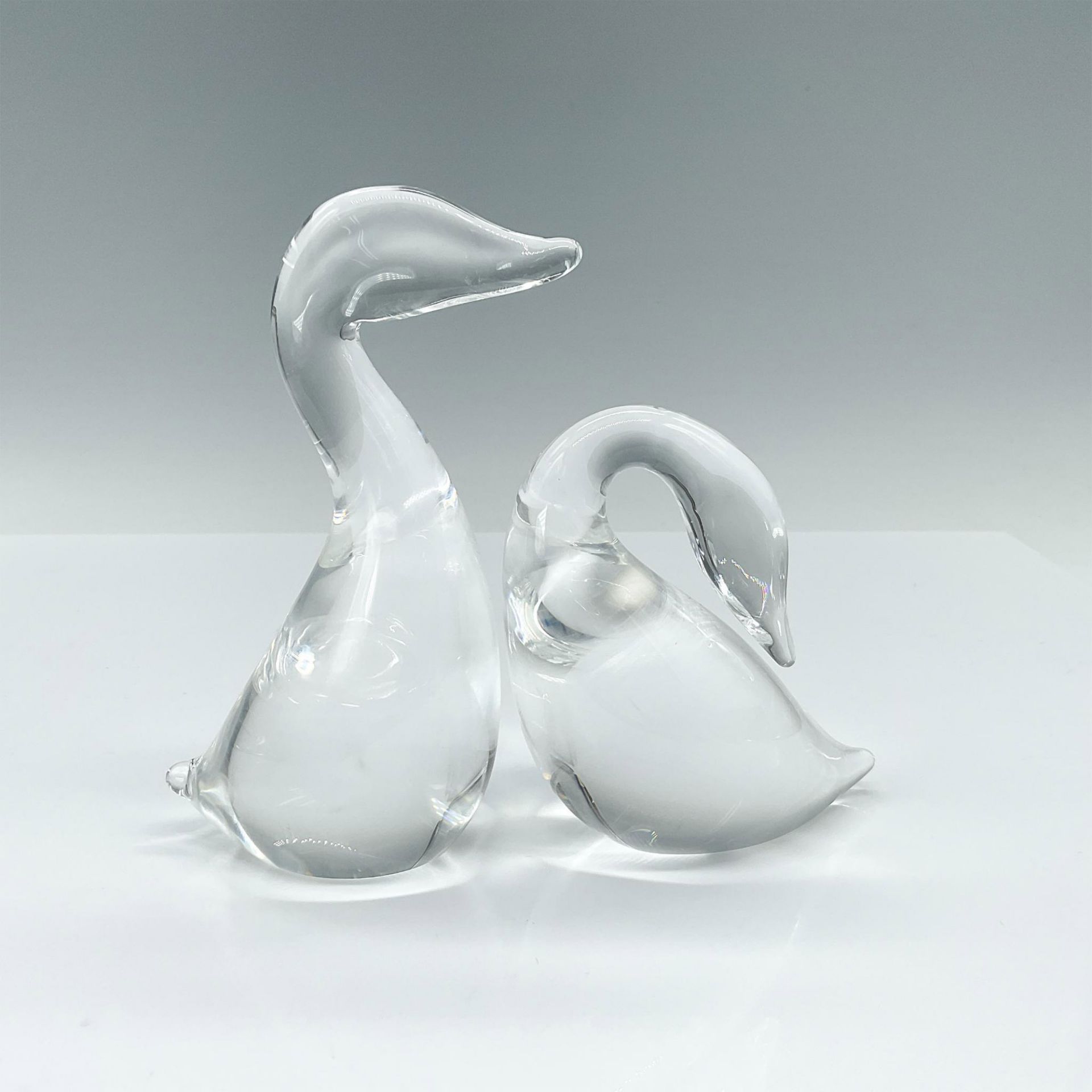 Pair of Steuben Crystal Figurines, Goose and Gander Set