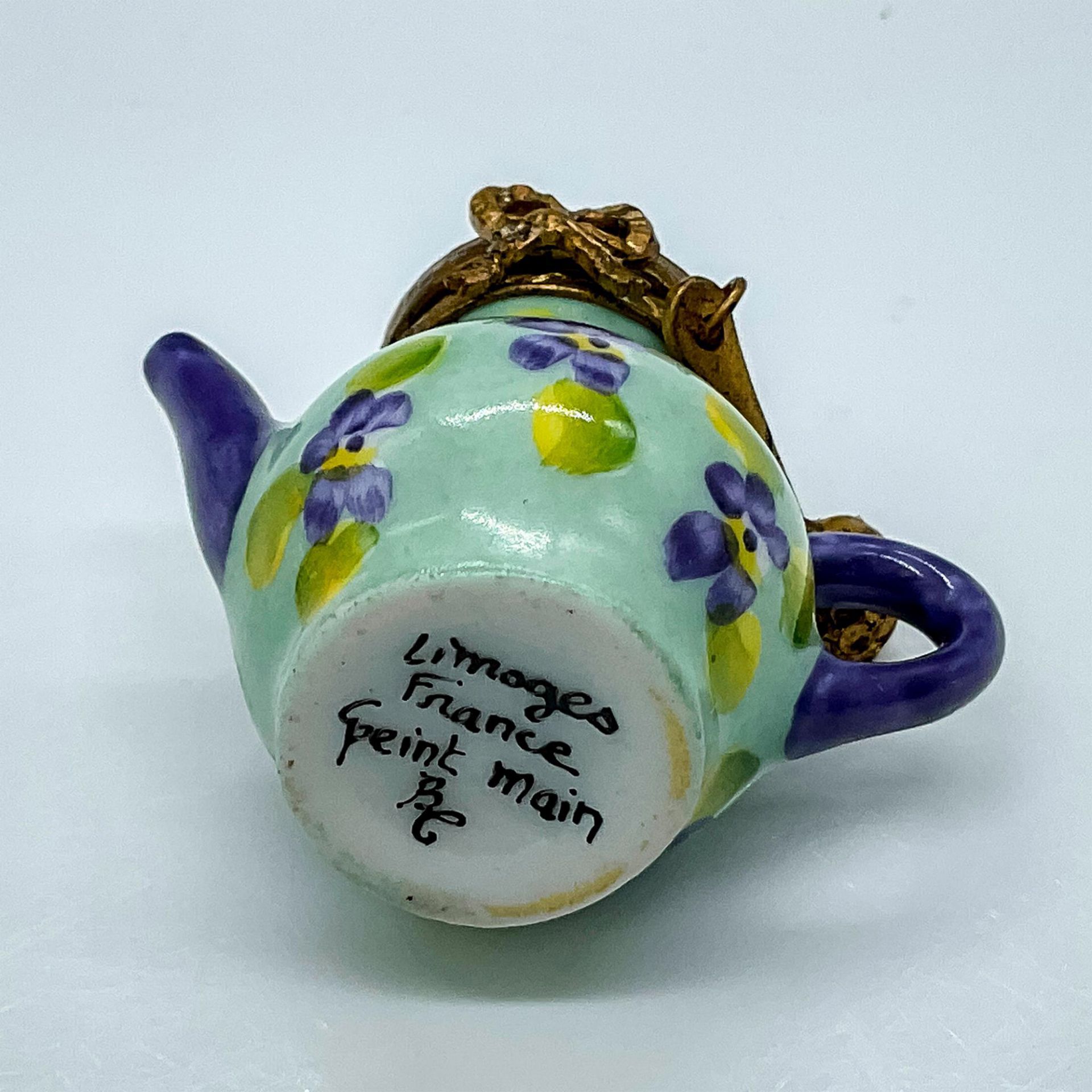 Limoges BC Porcelain Purple Floral Teapot Box - Bild 3 aus 3