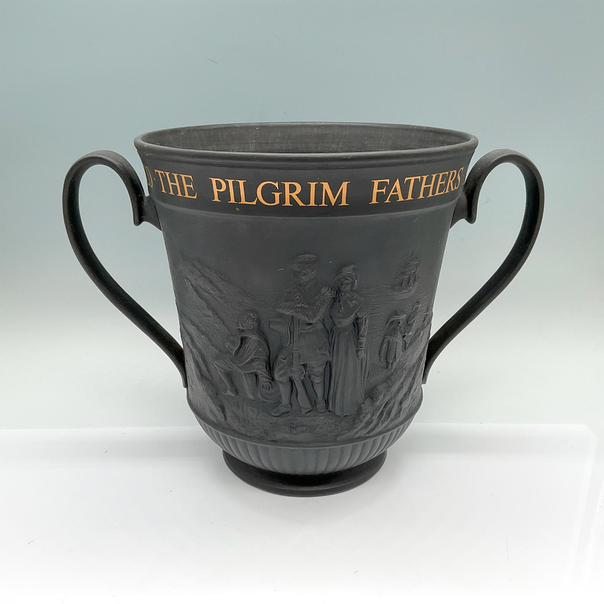 Royal Doulton Black Basalt Loving Cup, The Mayflower - Image 2 of 3