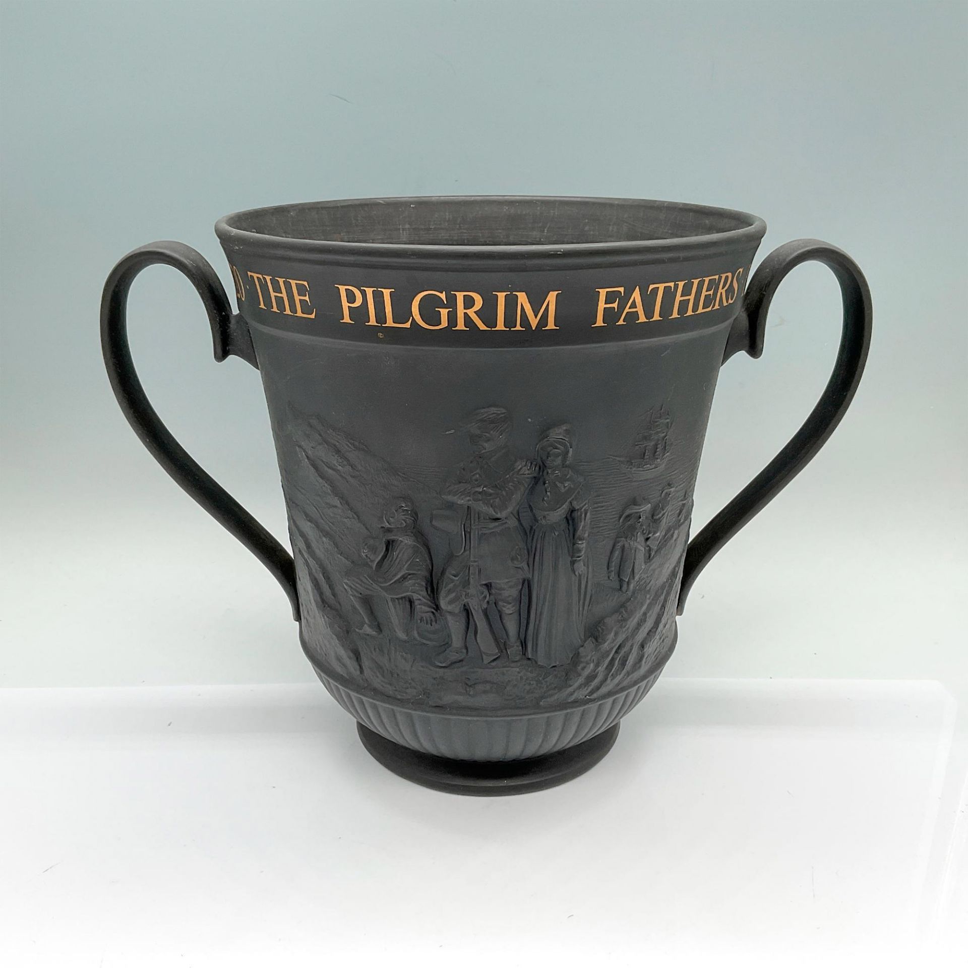 Royal Doulton Black Basalt Loving Cup, The Mayflower - Bild 2 aus 3