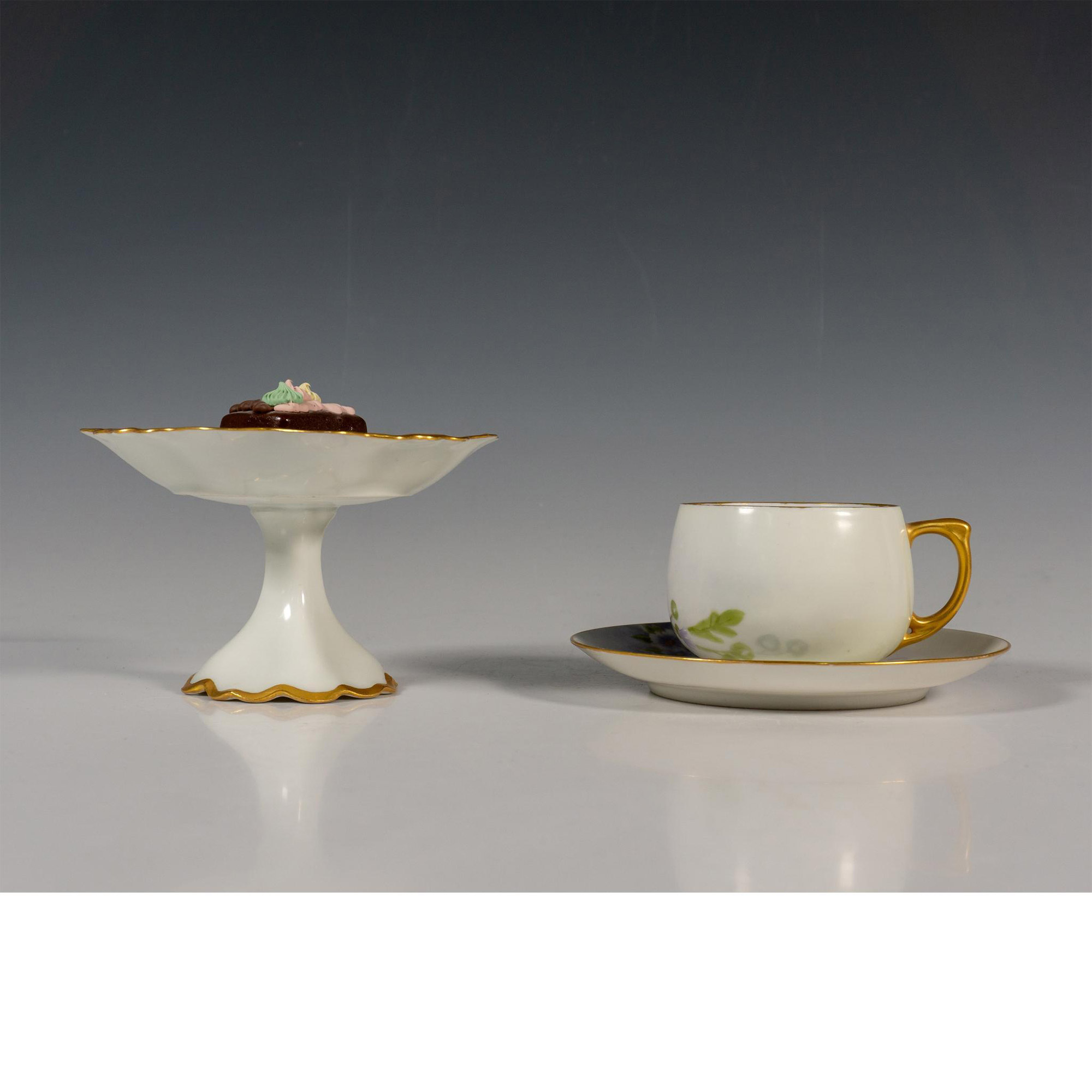 3pc MZ Porcelain Tea Cup, Saucer And Compote - Image 2 of 3