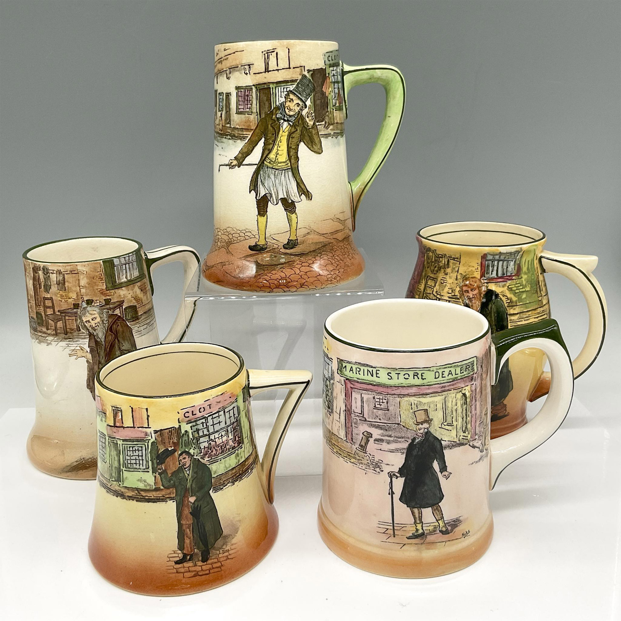 5pc Royal Doulton Dickens Ware Tankards