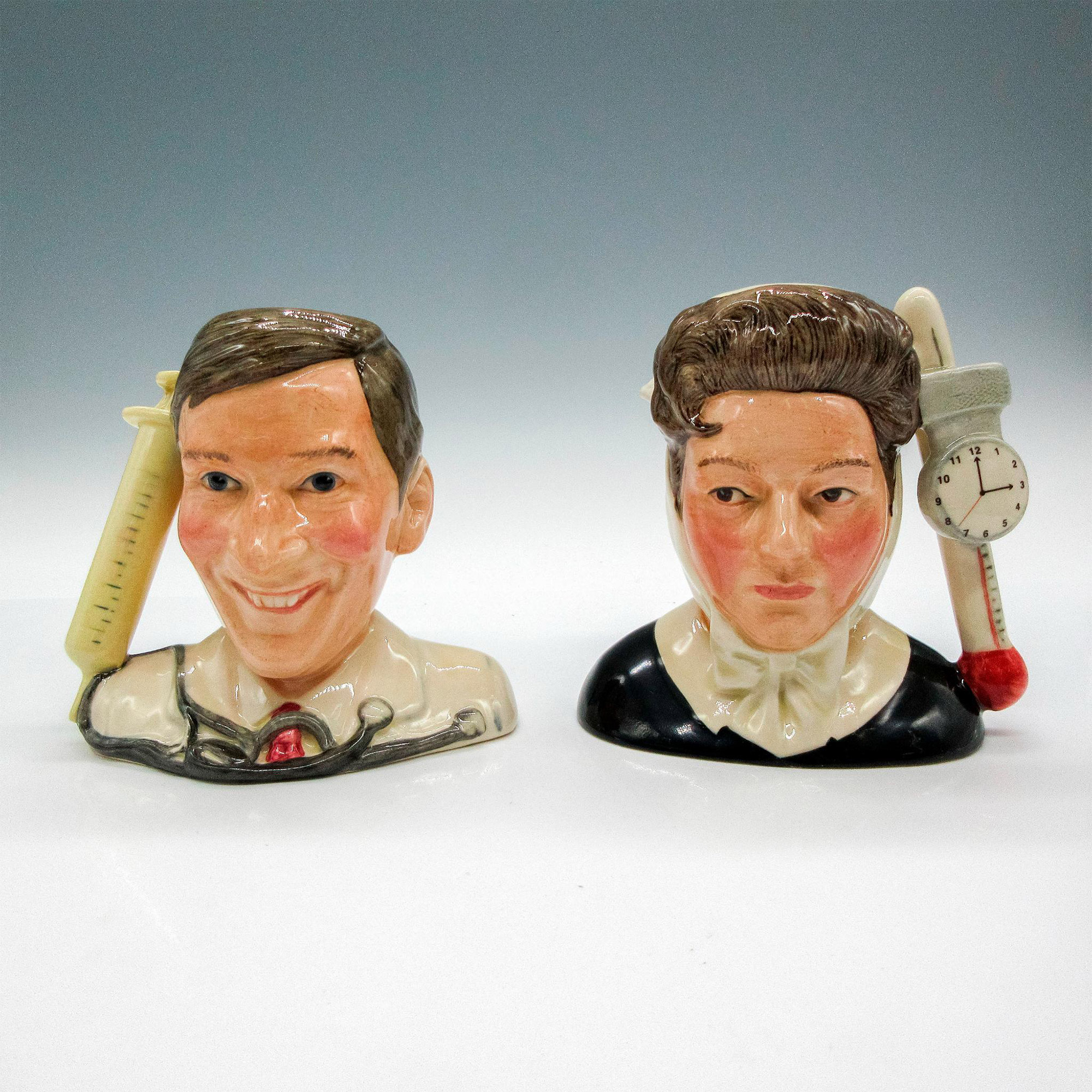 Hattie Jacques as Matron & Kenneth Williams as Dr. Tinkle D7172 & D7173 - Small - Royal Doulton Char