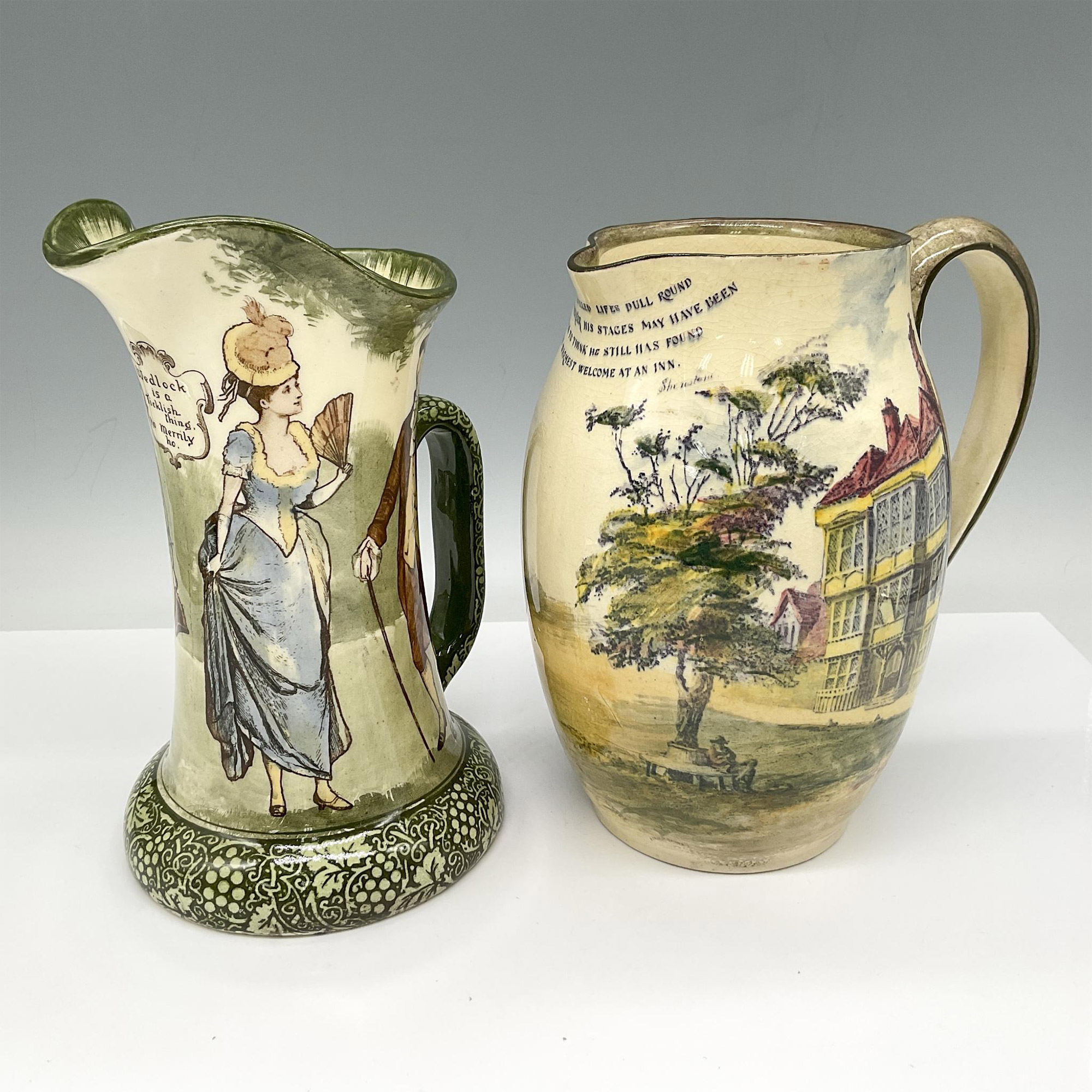 2pc Royal Doulton Series Pitchers Wedlock & Queen's Head Inn