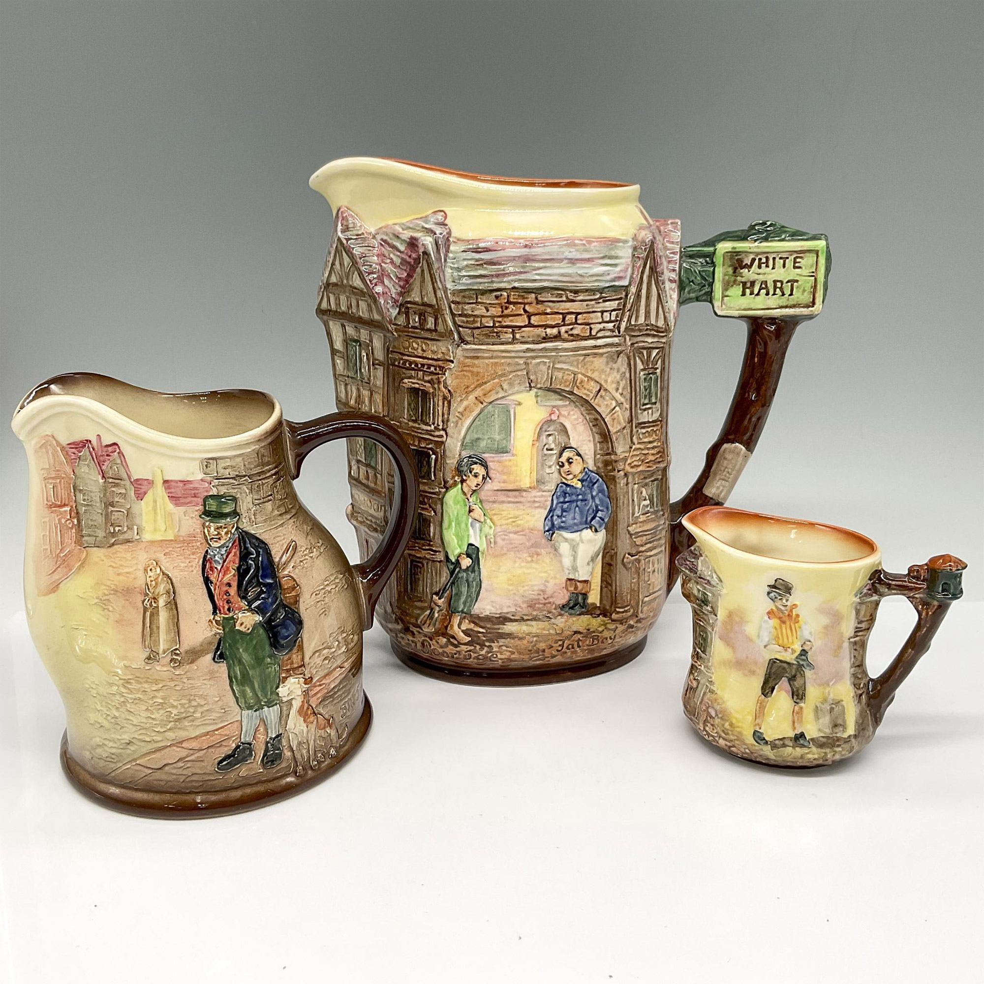 3pc Royal Doulton Dickens Ware Pitchers, The Pickwick Papers