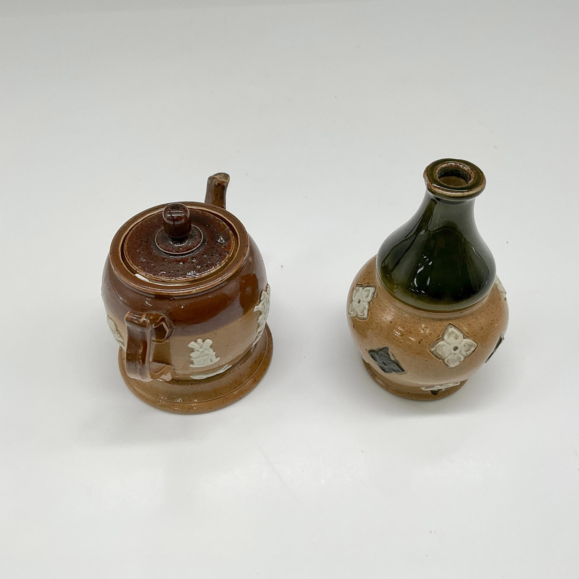 2pc Royal Doulton Stoneware Mini Teapot & Bud Vase - Image 2 of 3