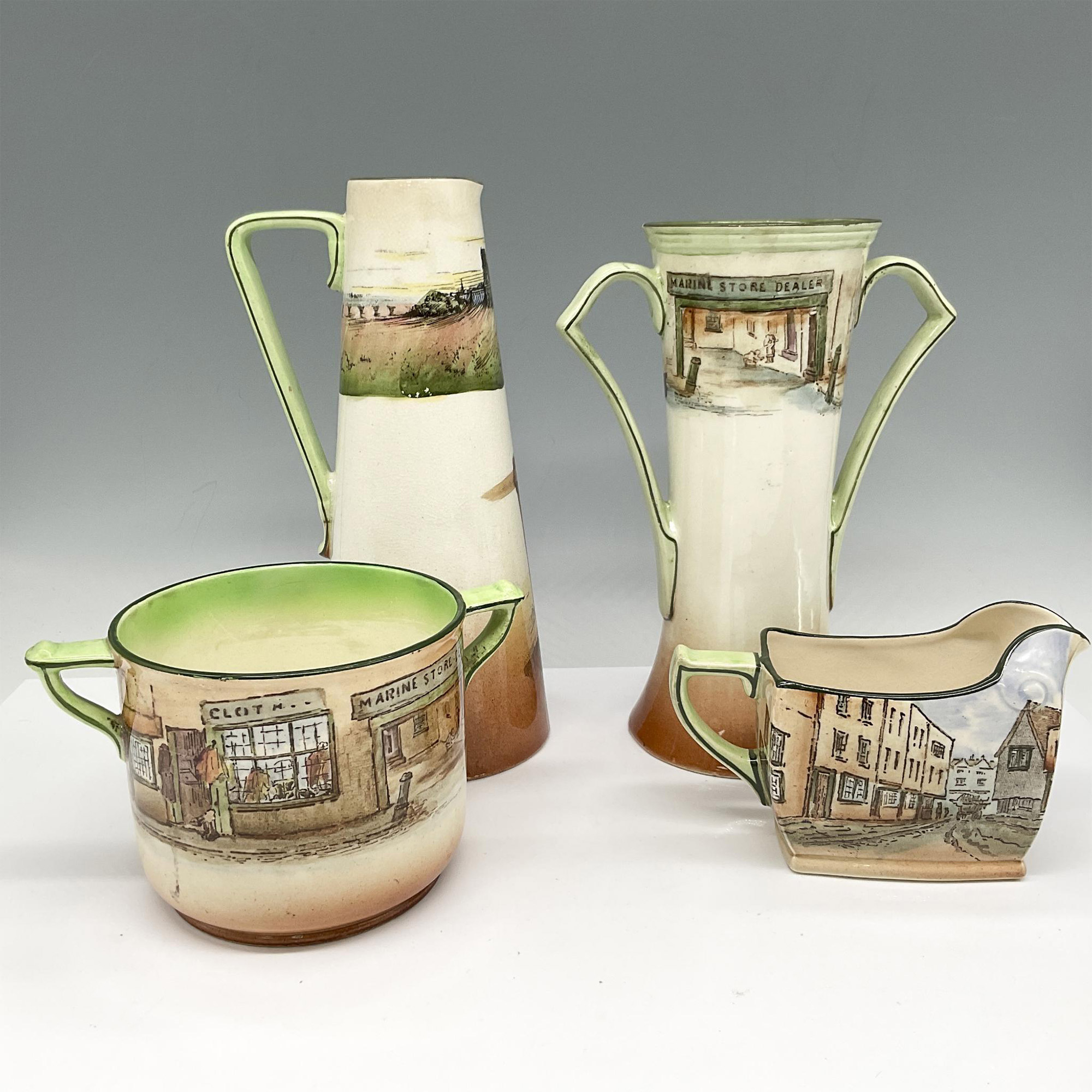 4pc Royal Doulton Dickens Ware Pitcher, Vase, Cup & Creamer - Image 2 of 3