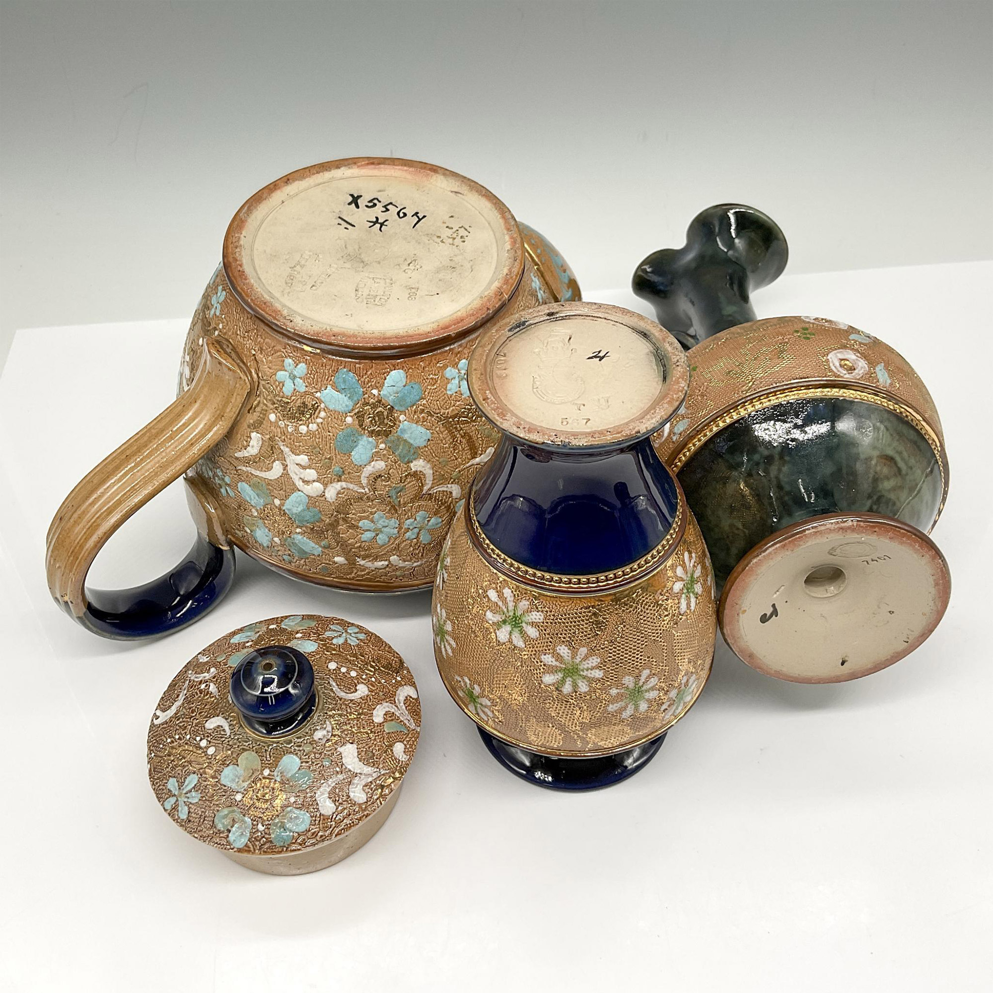 4pc Doulton Chine Teapot, Vase, Ewer & Holder - Image 3 of 4