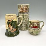 3pc Royal Doulton Series Ware, Monks Cellar Vase + Jugs