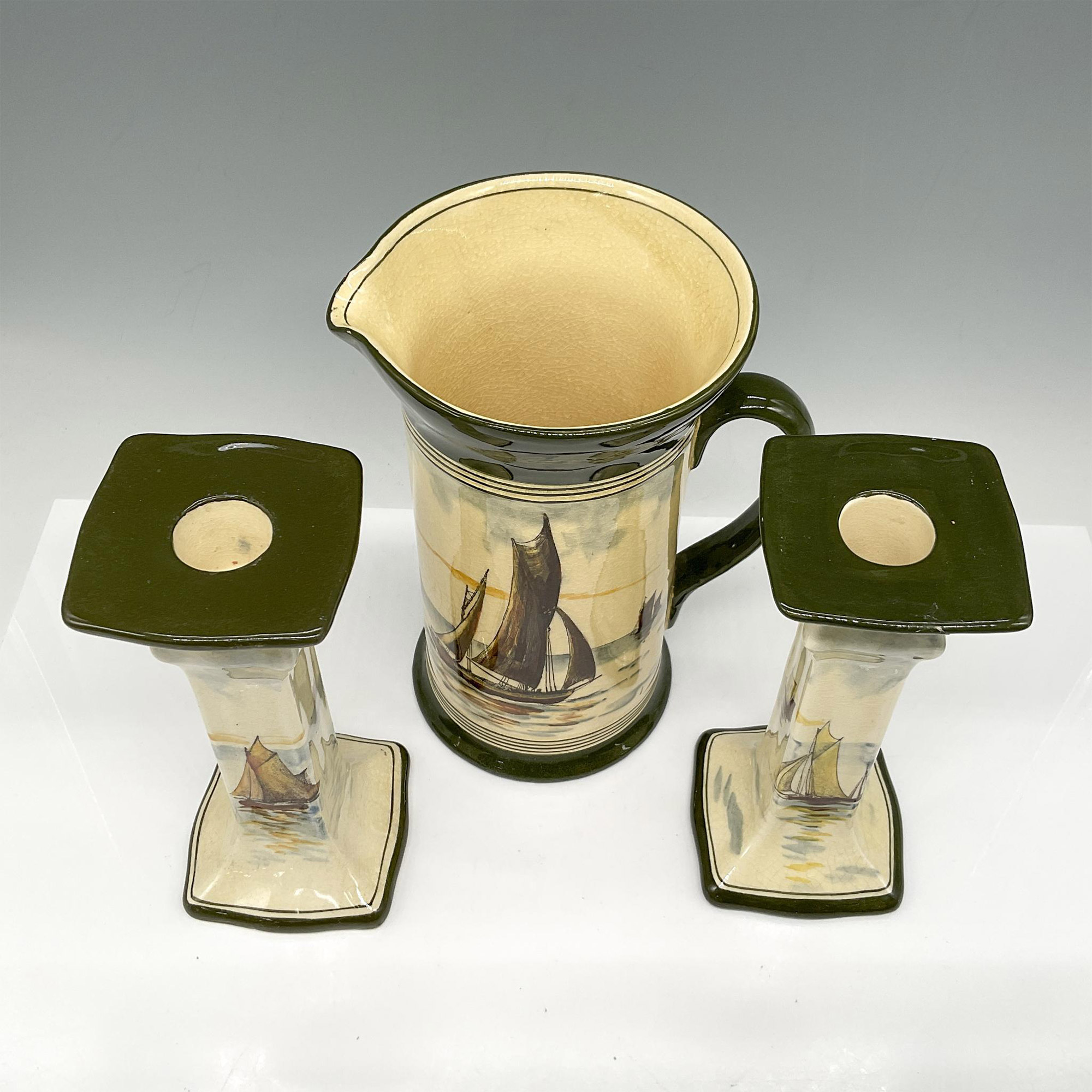 3pc Royal Doulton Series Ware Pitcher, Holders, Famous Ships - Image 2 of 5