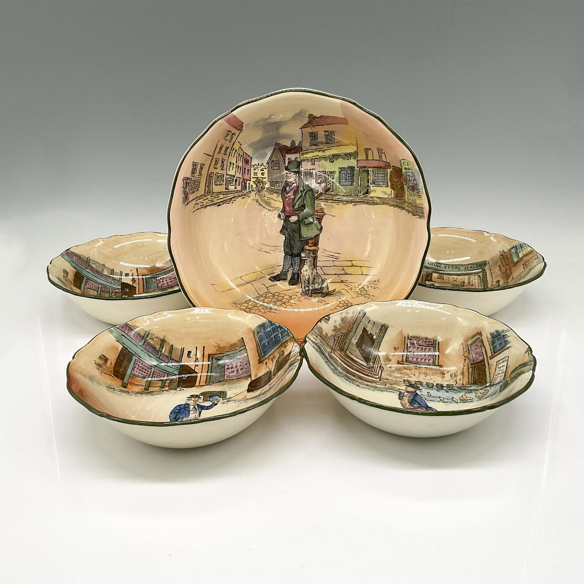 5pc Royal Doulton Dickens Ware Dessert Set