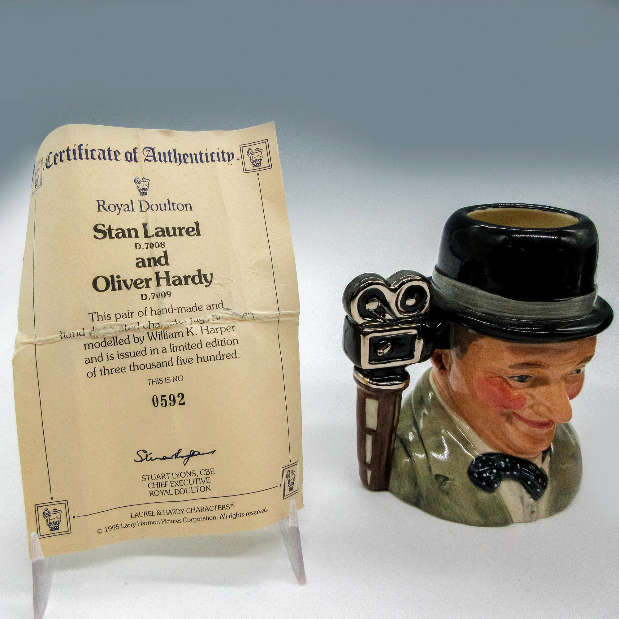 Laurel and Hardy Pair D7008 & D7009 - Small - Royal Doulton Character Jug - Image 5 of 5