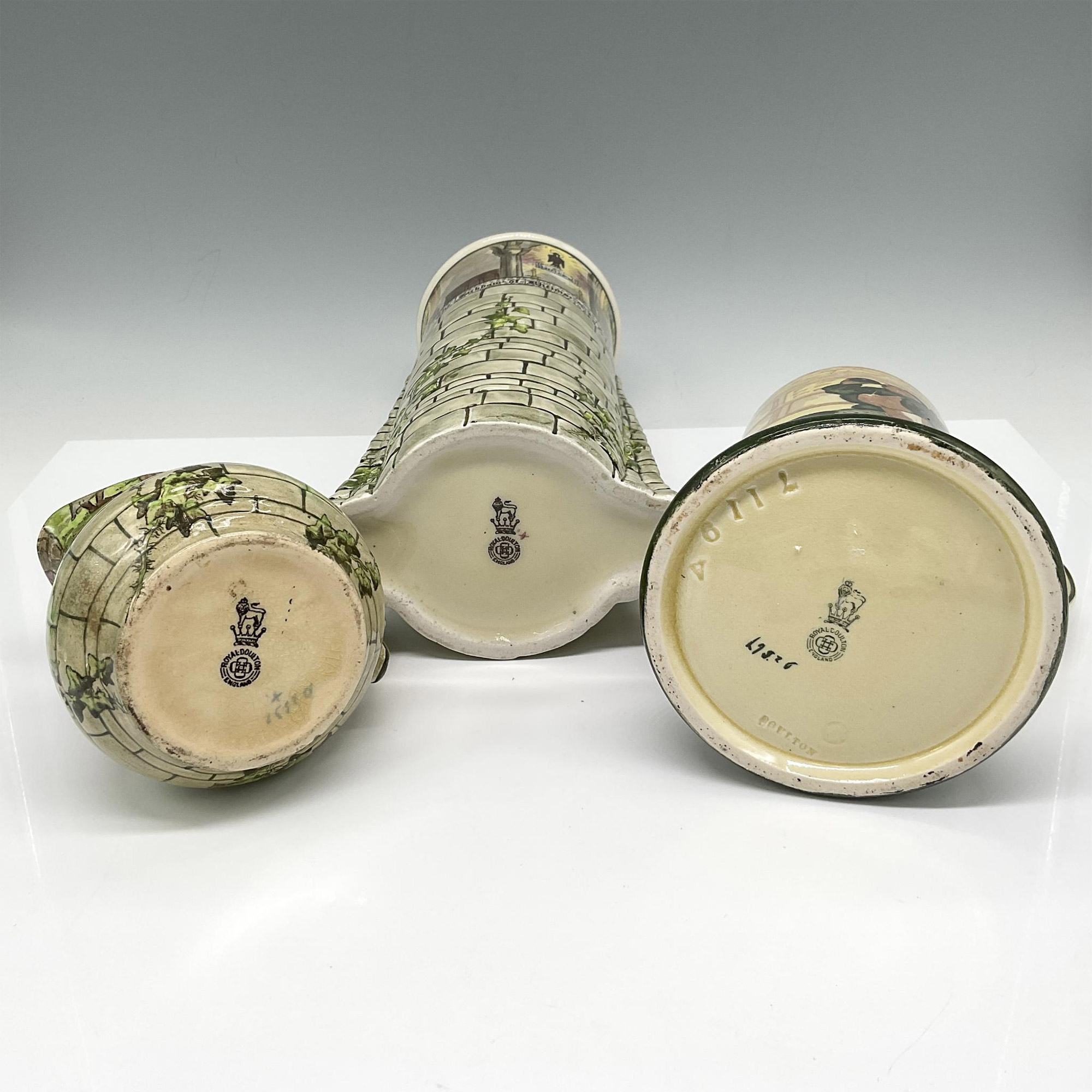 3pc Royal Doulton Series Ware, Monks Cellar Vase + Jugs - Image 3 of 3