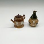 2pc Royal Doulton Stoneware Mini Teapot & Bud Vase