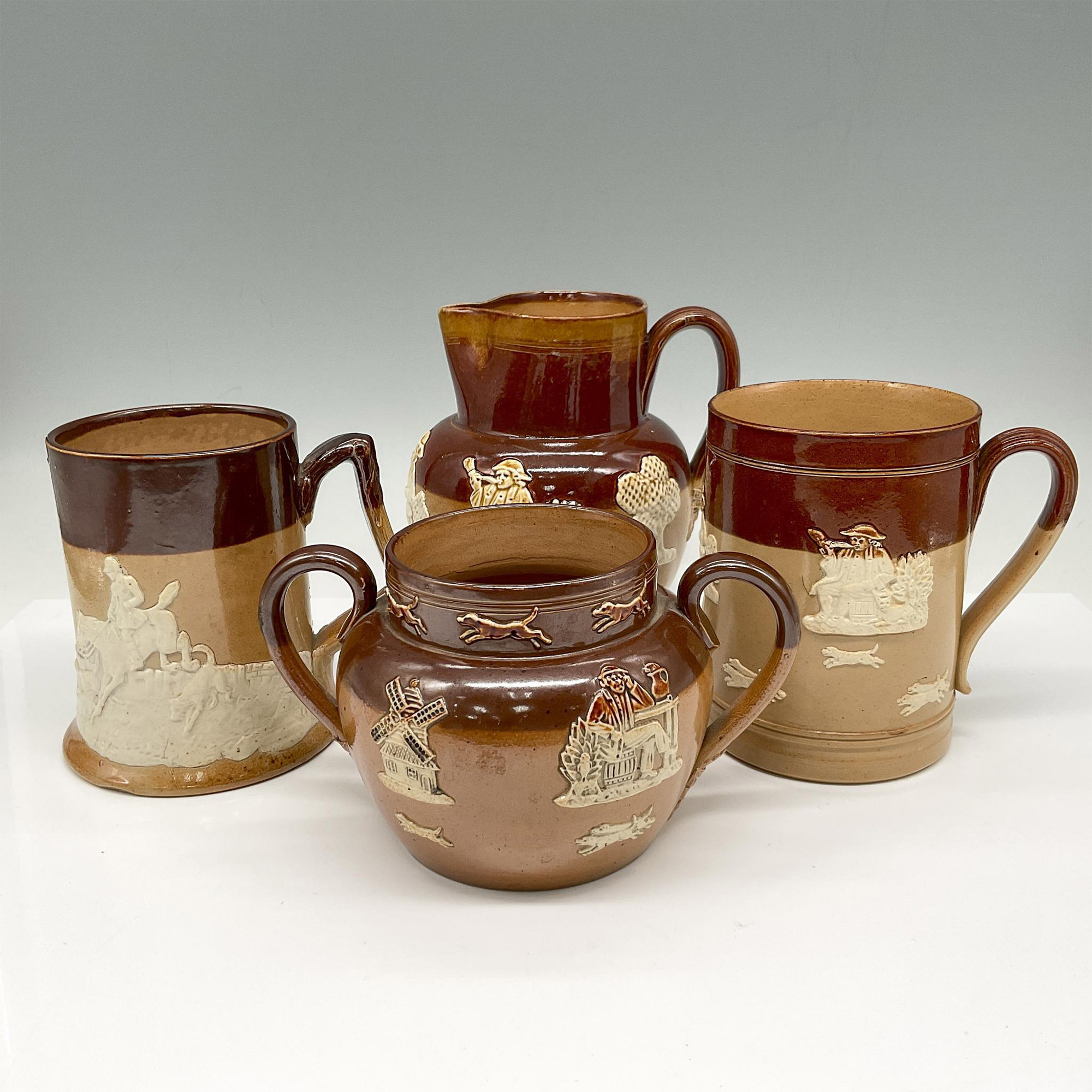 4pc Royal Doulton Lambeth Stoneware Pitchers, Mugs